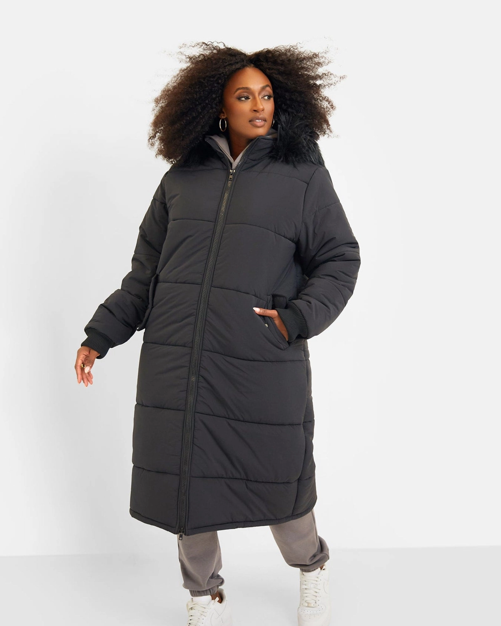 Aspen Hooded Puffer Coat | Black Expose