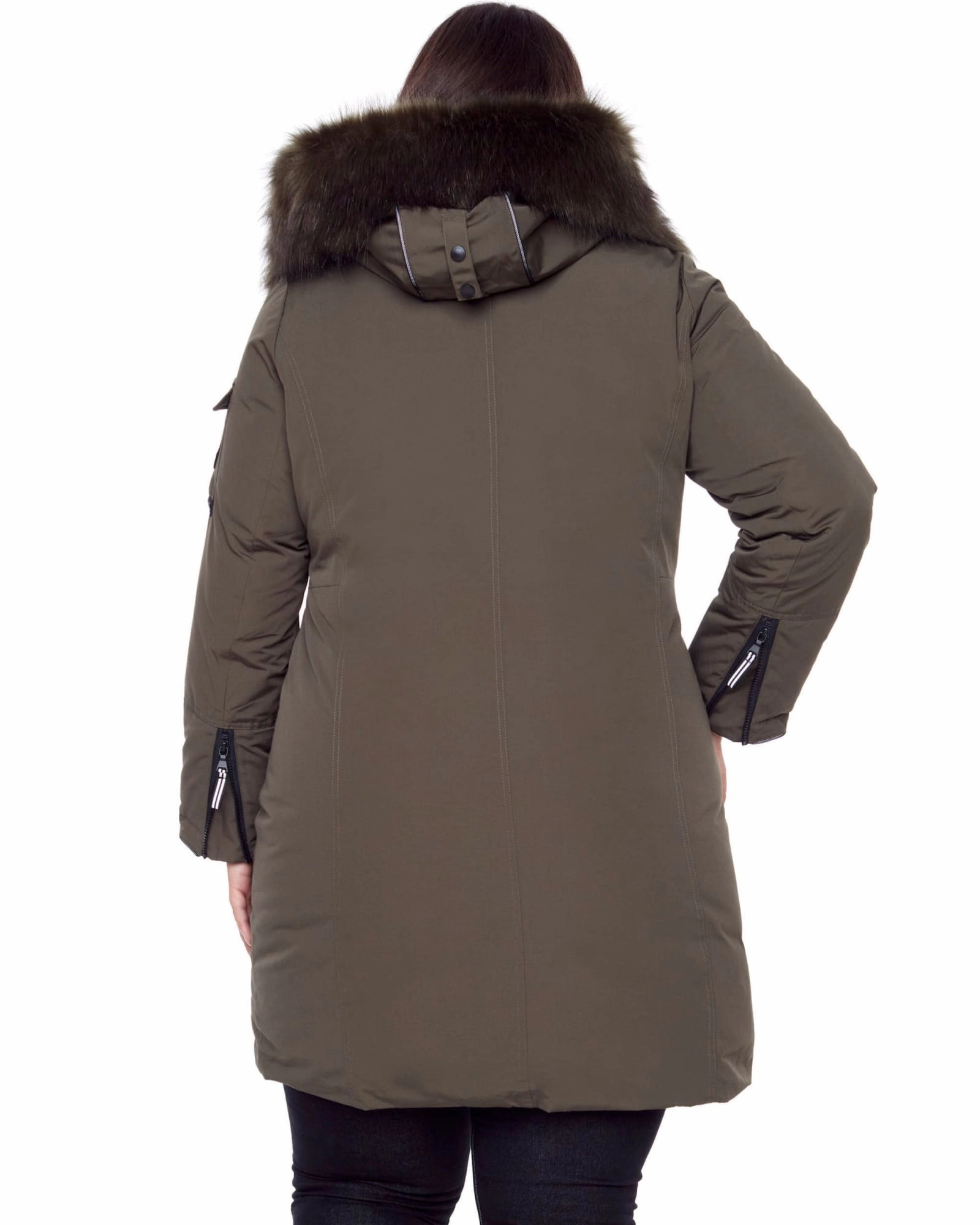 Fashion Ease Layer Option LAURENTIAN | Vegan Down Recycled Long Parka Winter With Faux Fur Hood | Olive