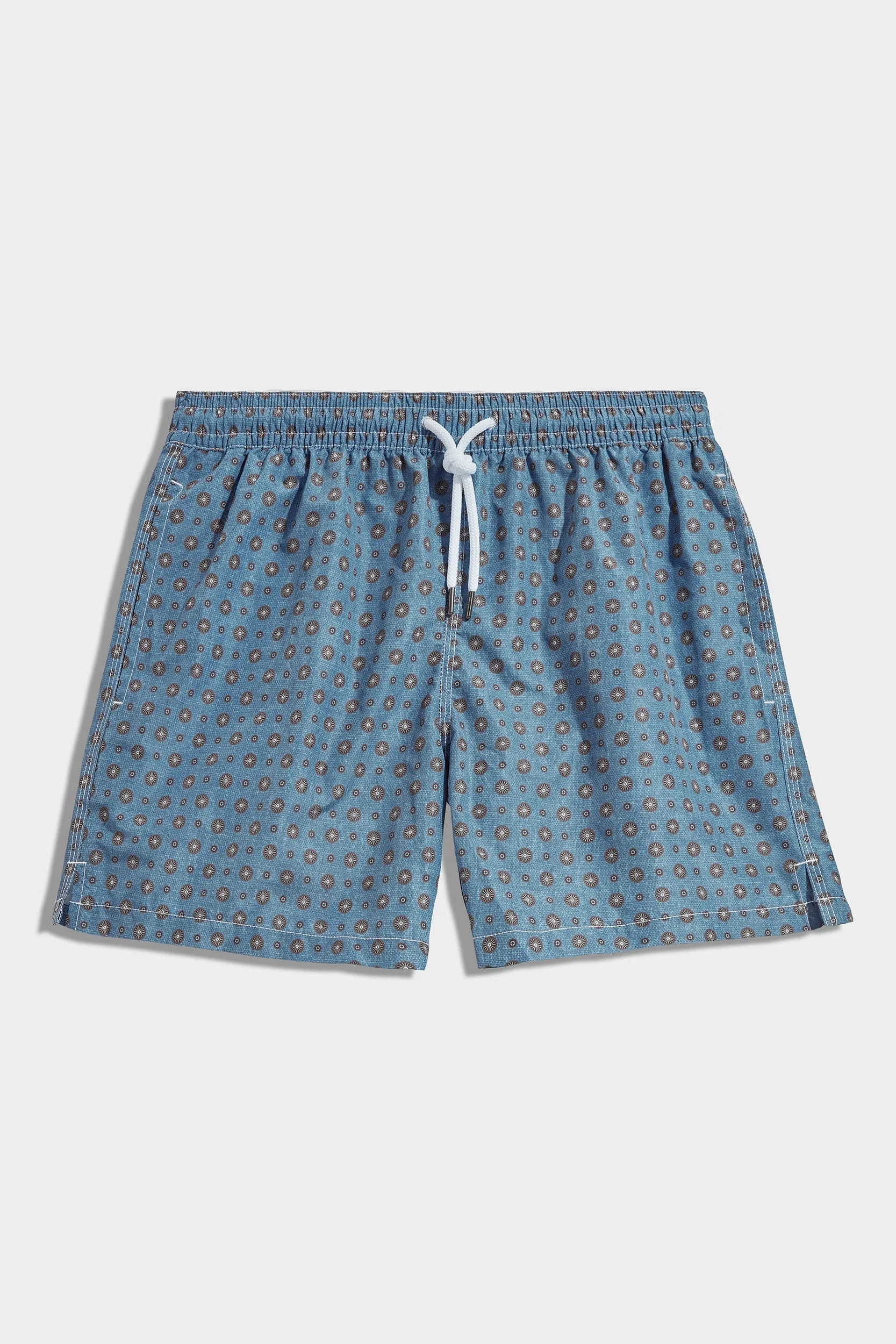Avio blue fancy swimshorts - Made in Italy Lace-Trim Reinforced Strap Anchors