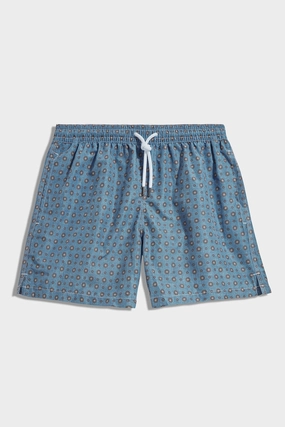 Avio blue fancy swimshorts - Made in Italy Lace-Trim Reinforced Strap Anchors