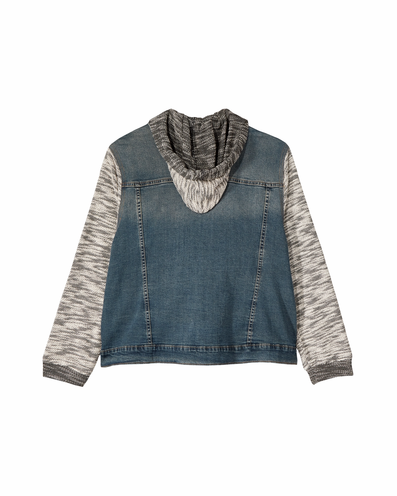 Bright Tones Durable Stitching Ayden Hooded Denim Jacket | Navy / Light Grey