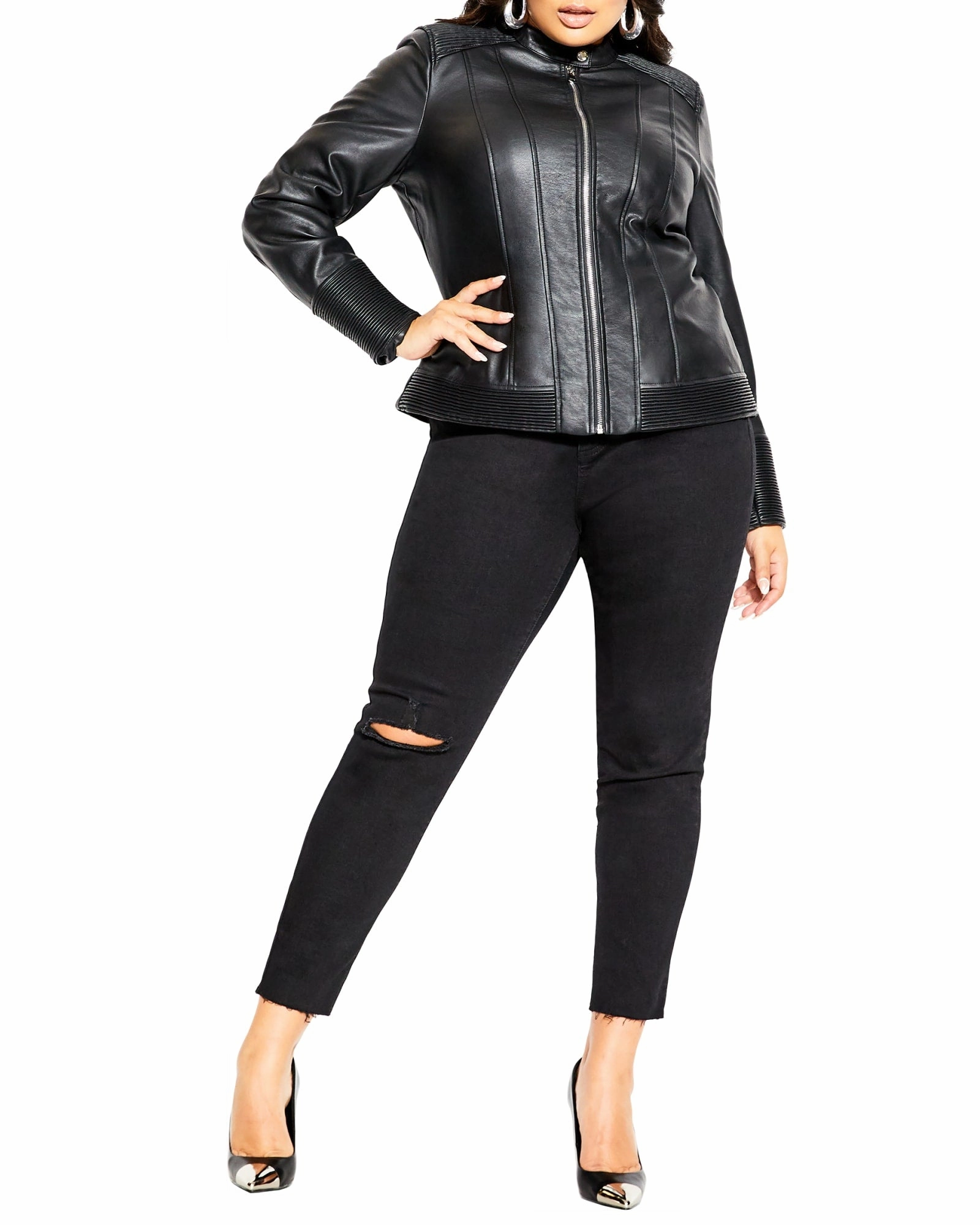 Trail Tested Ayla Ribbed Biker Jacket | Black
