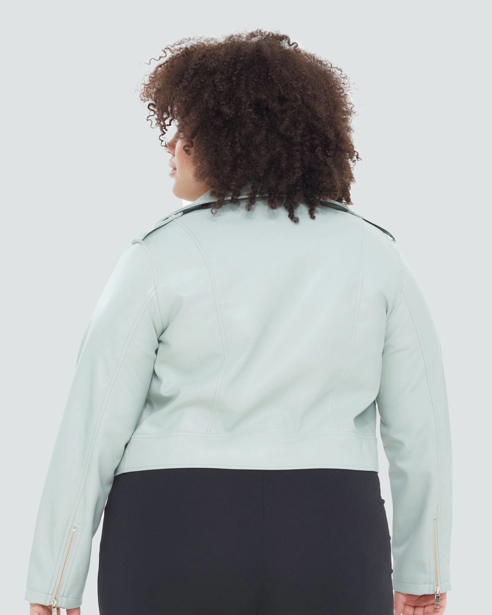Bailey Faux Leather Moto Jacket | Mint Green suitable for fashion contests Timeless Design