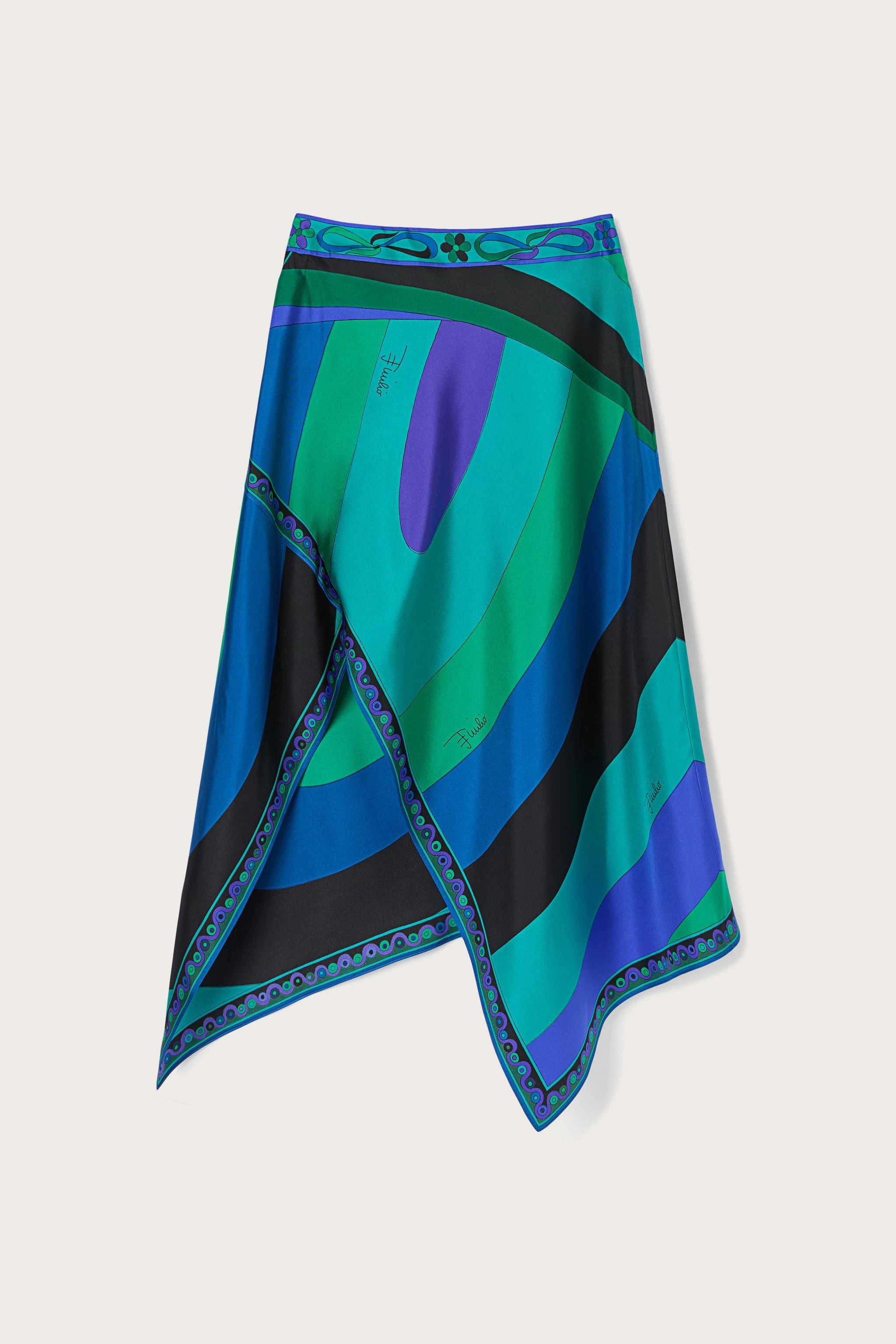 Iride Print Asymmetrical Skirt Opaque Lining Matte Finish