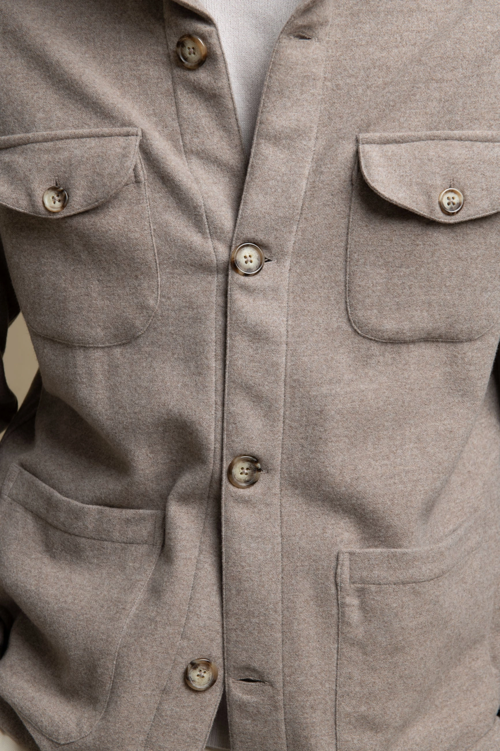 Versatile Jacket suitable for fashion contests Beige Safari Jacket flannel Super 180s ?C Made in Italy