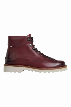 Bally Norkwel 6239798 Men's Heritage Red Calf Leather Ankle Boots Waterproof Protection Boots Wind Shield