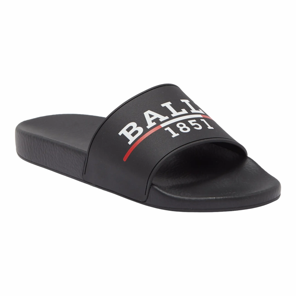 Bally Samuel Men's 6238702 Black Rubber Pool Slide Sandals Molded Footbed Flexible Midsole
