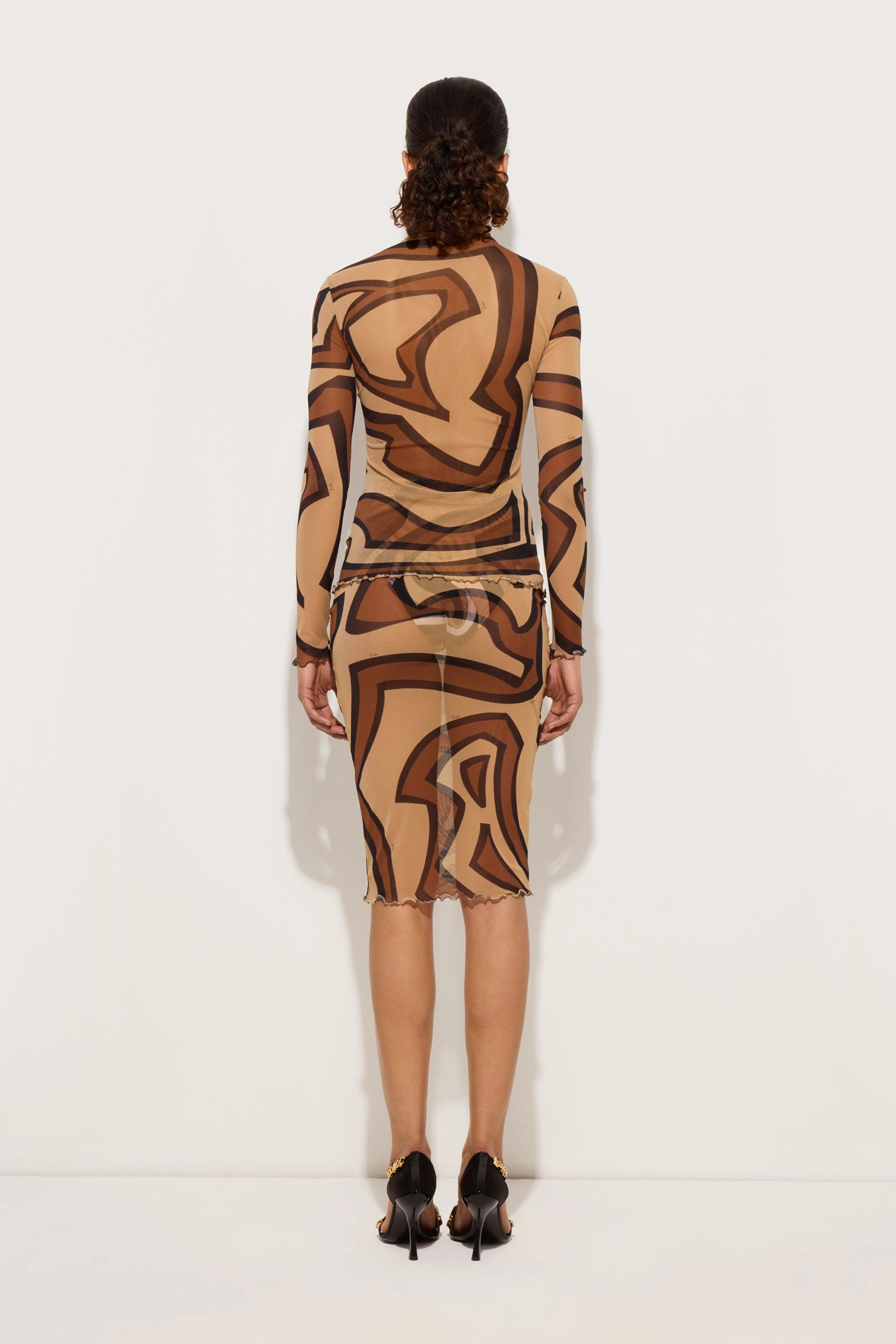 Style Staple Classic Touch Labirinto Print Midi Skirt in Tulle