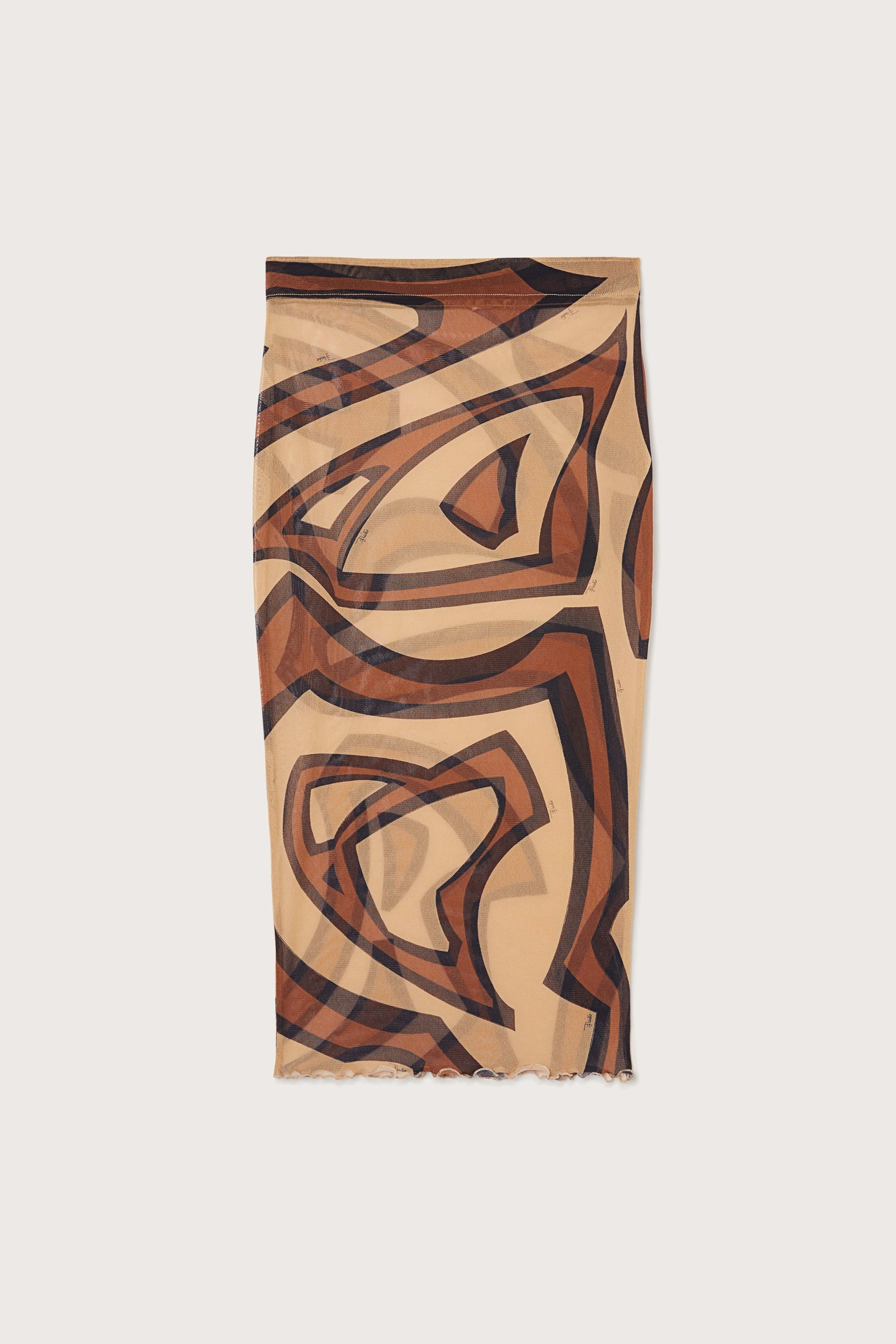 Tropical theme Style Fusion Labirinto Print Midi Skirt in Tulle