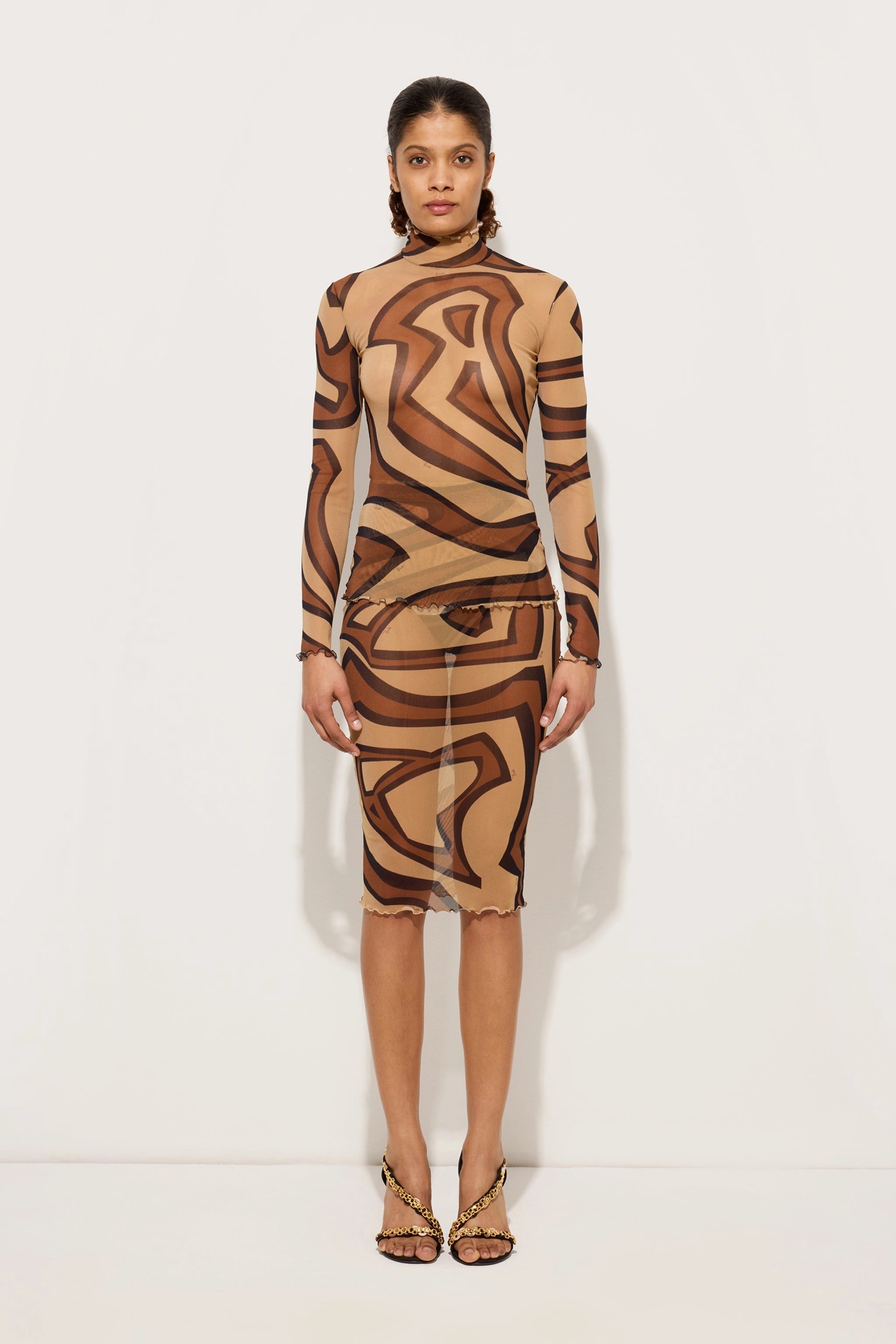 Labirinto Print Midi Skirt in Tulle Mix Culture Trendy Outfit