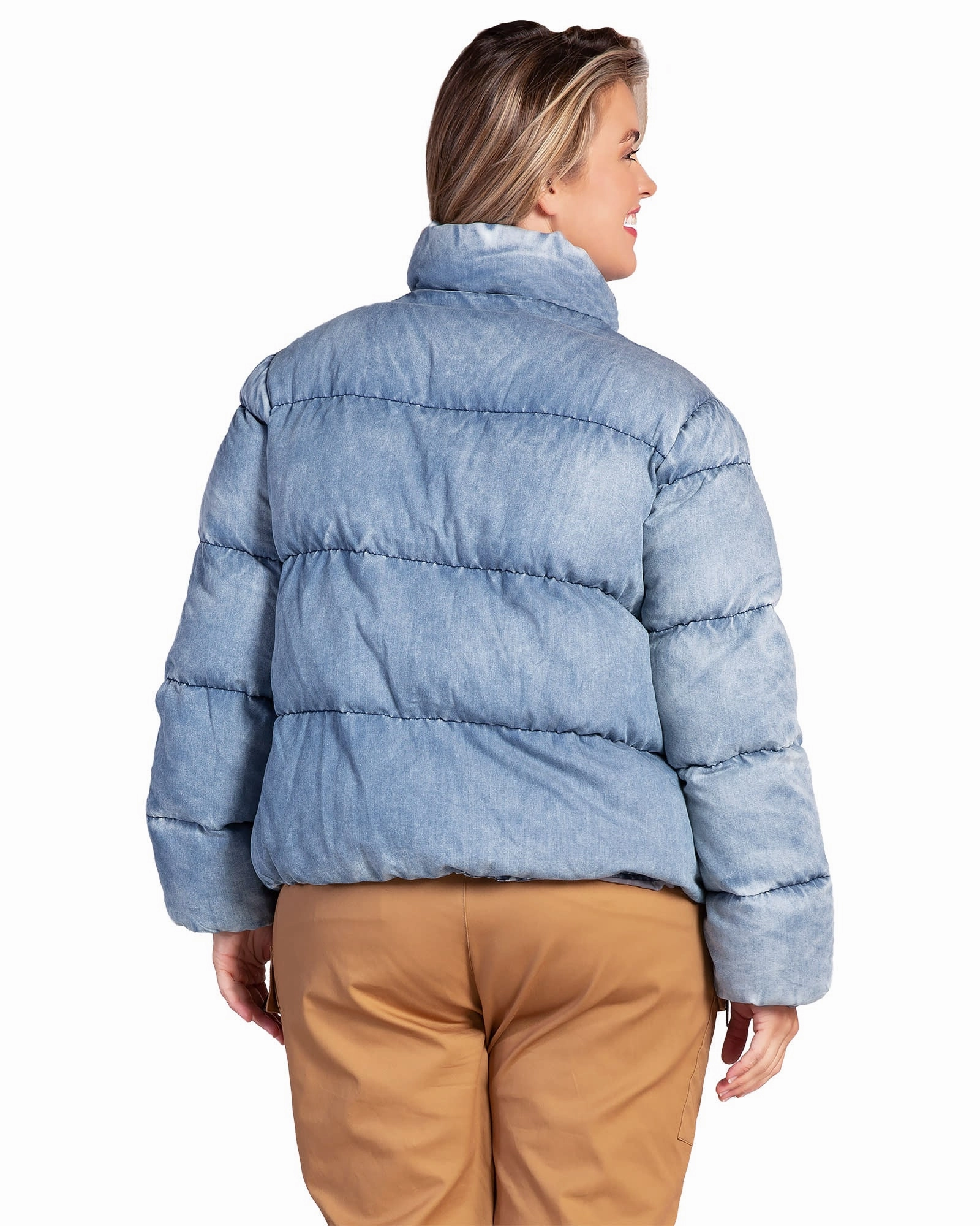 Polaris Womens Plus Size  Indigo Tencel Puffer Jacket | INDIGOBLEACH budget-friendly