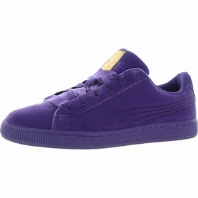 Basket Classic Girls Velour Athleisure Fashion Sneakers Walk Comfort Move Free