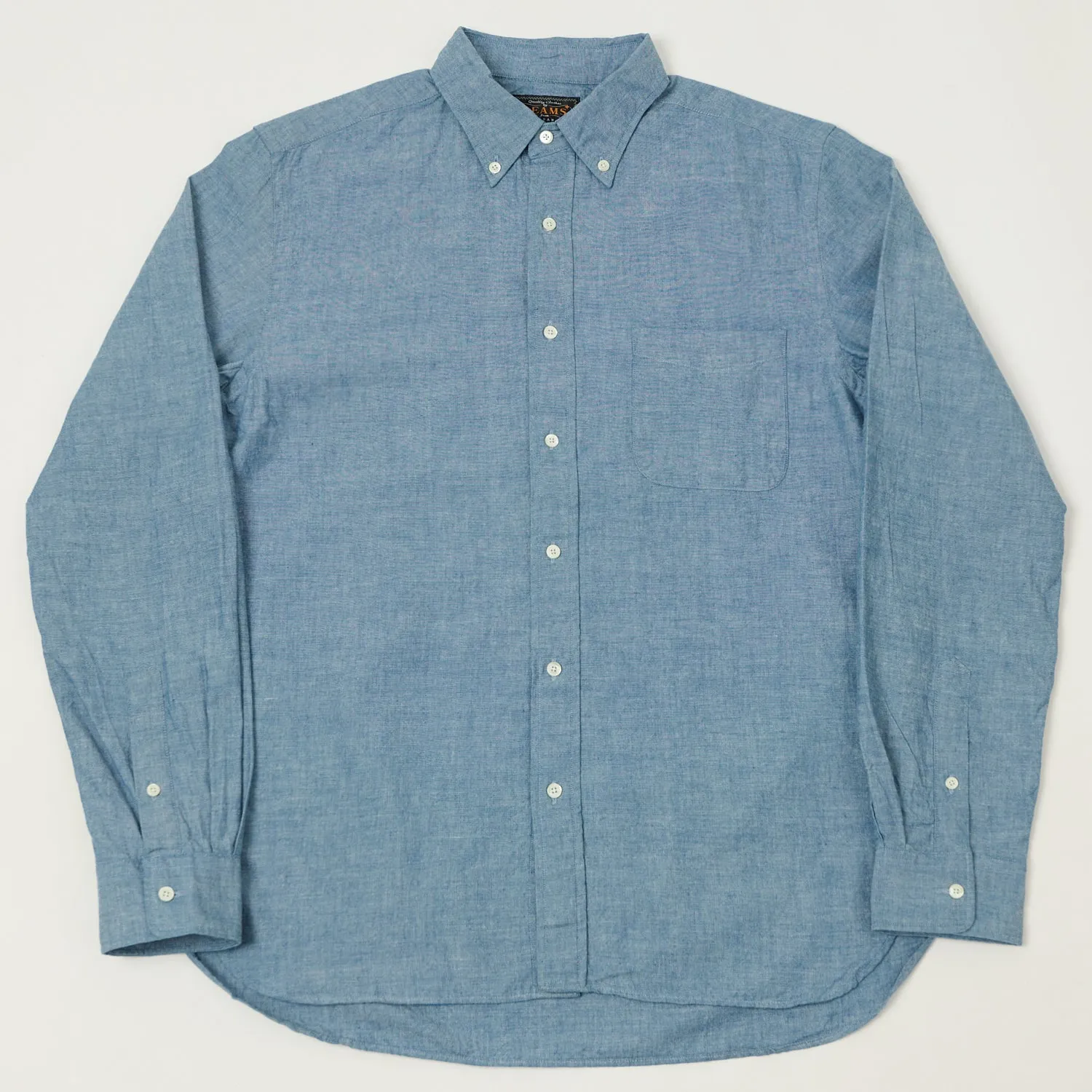 networking event Beams Plus Button Down Chambray Shirt - Light Indigo