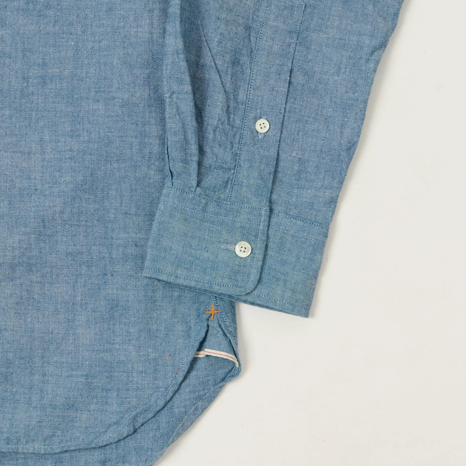 Beams Plus Button Down Chambray Shirt - Light Indigo Casual Comfort