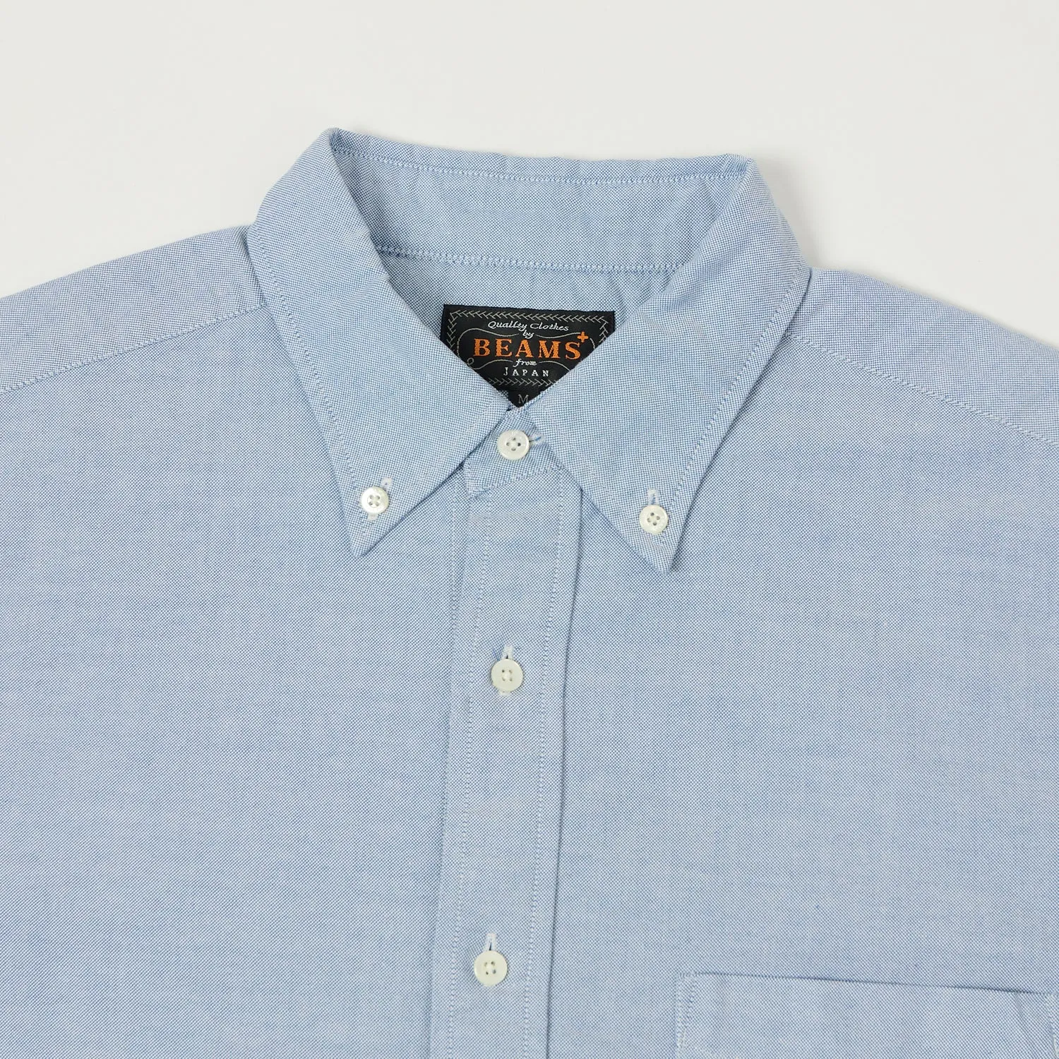 Beams Plus Button Down Oxford Shirt - Blue Simple Layer