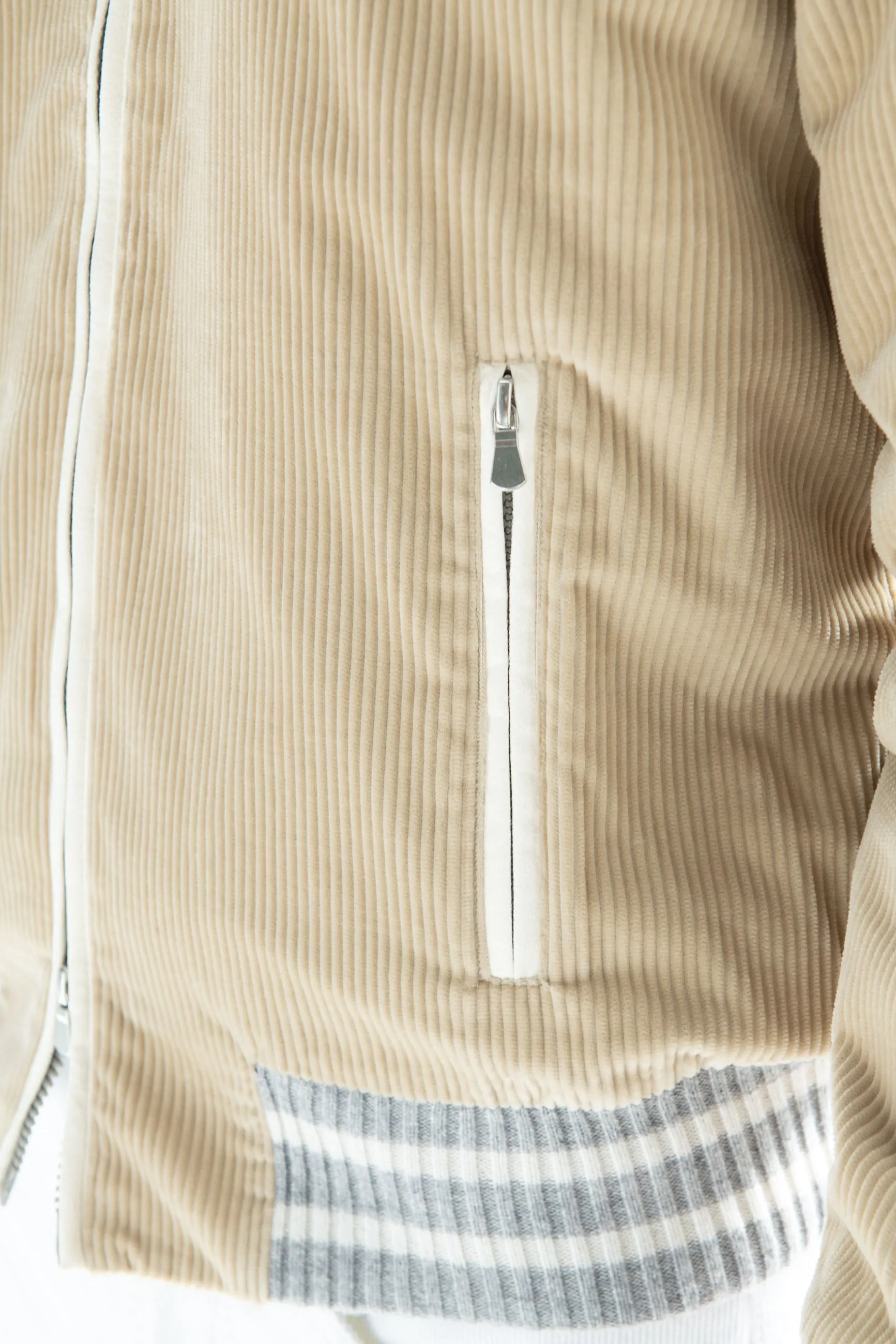 All Season Compatibility Beige corduroy college bomber - Made in Italy