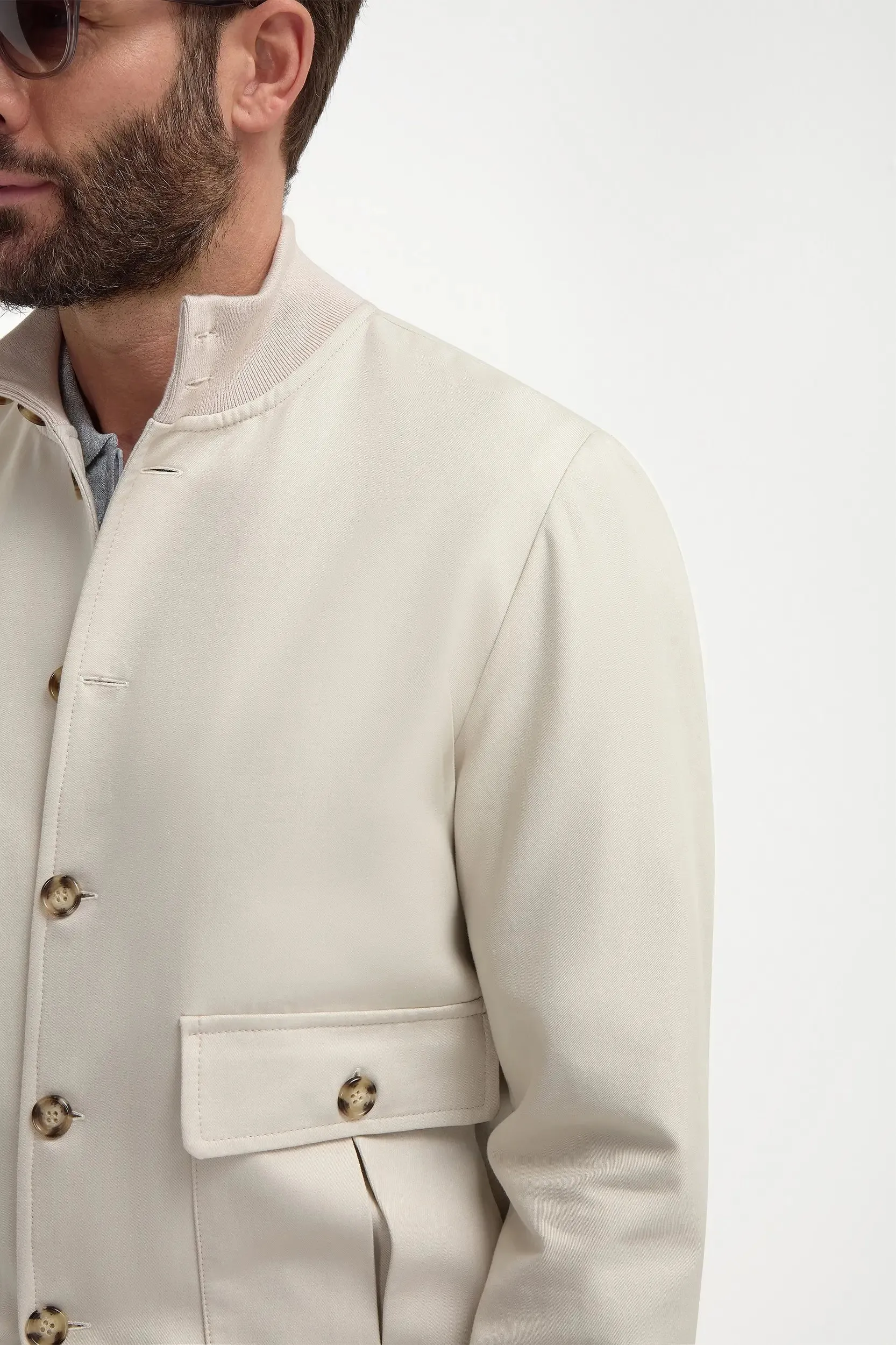 Weather Ready Beige cotton and silk bomber - Made in Italy