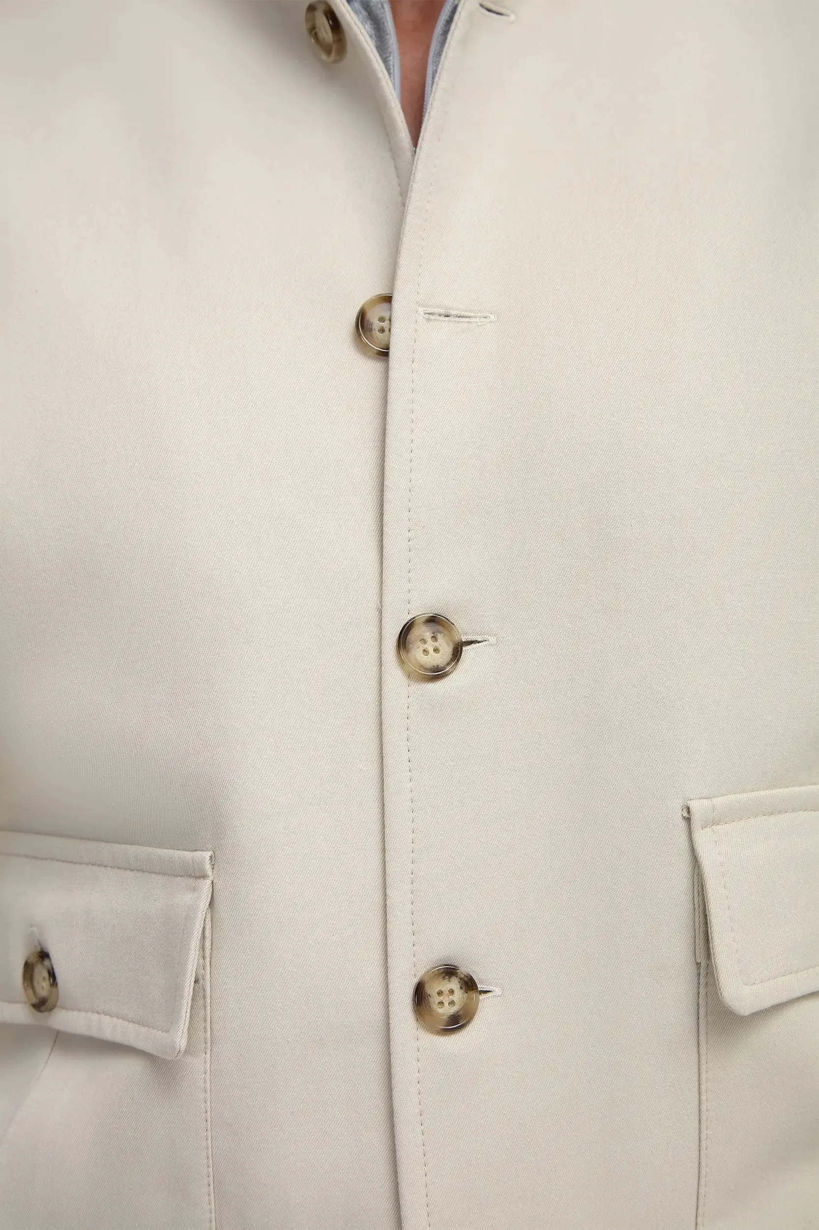 Beige cotton and silk bomber - Made in Italy Non Bulky Insulation Wrinkle Free Texture