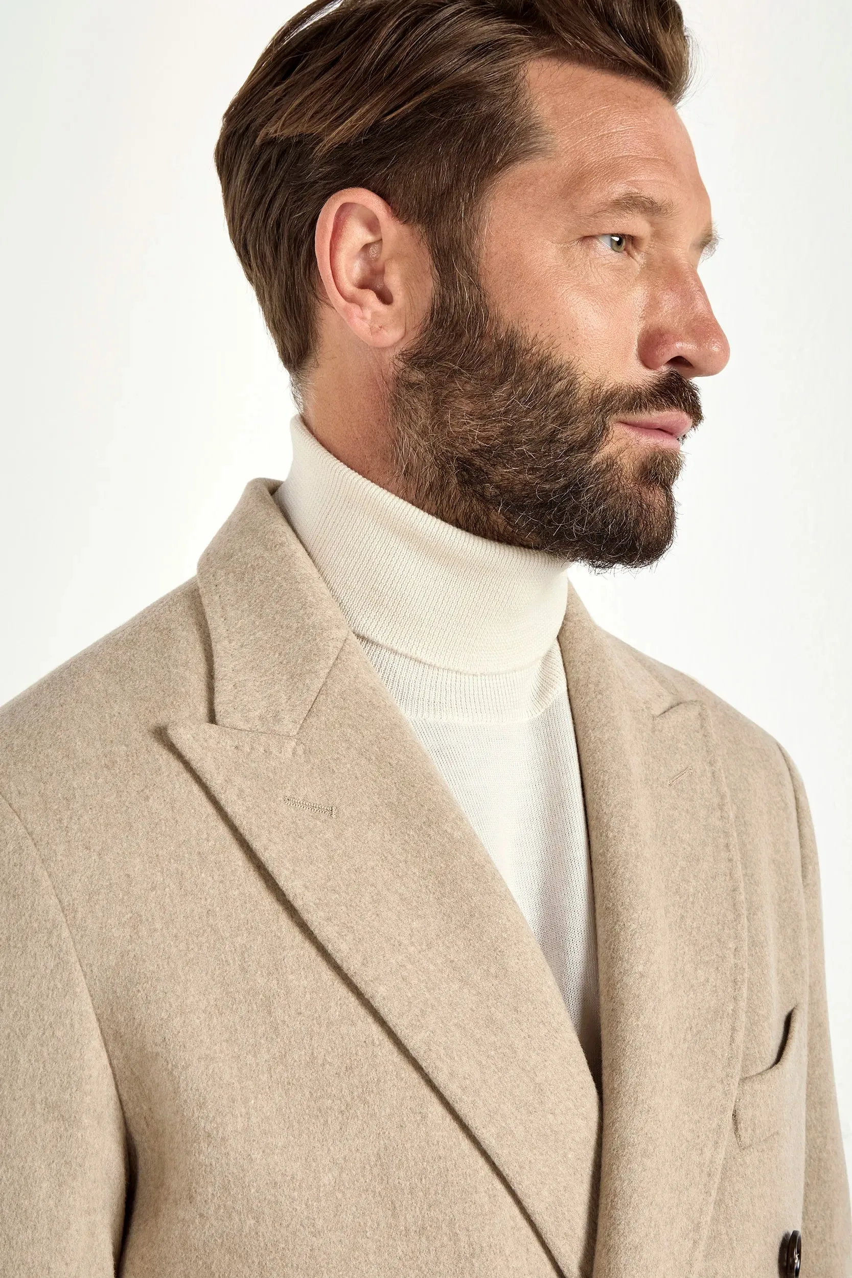 Beige polo coat ?C Made in Italy Erasable Stains Treatment DoubleLayeredCuffs