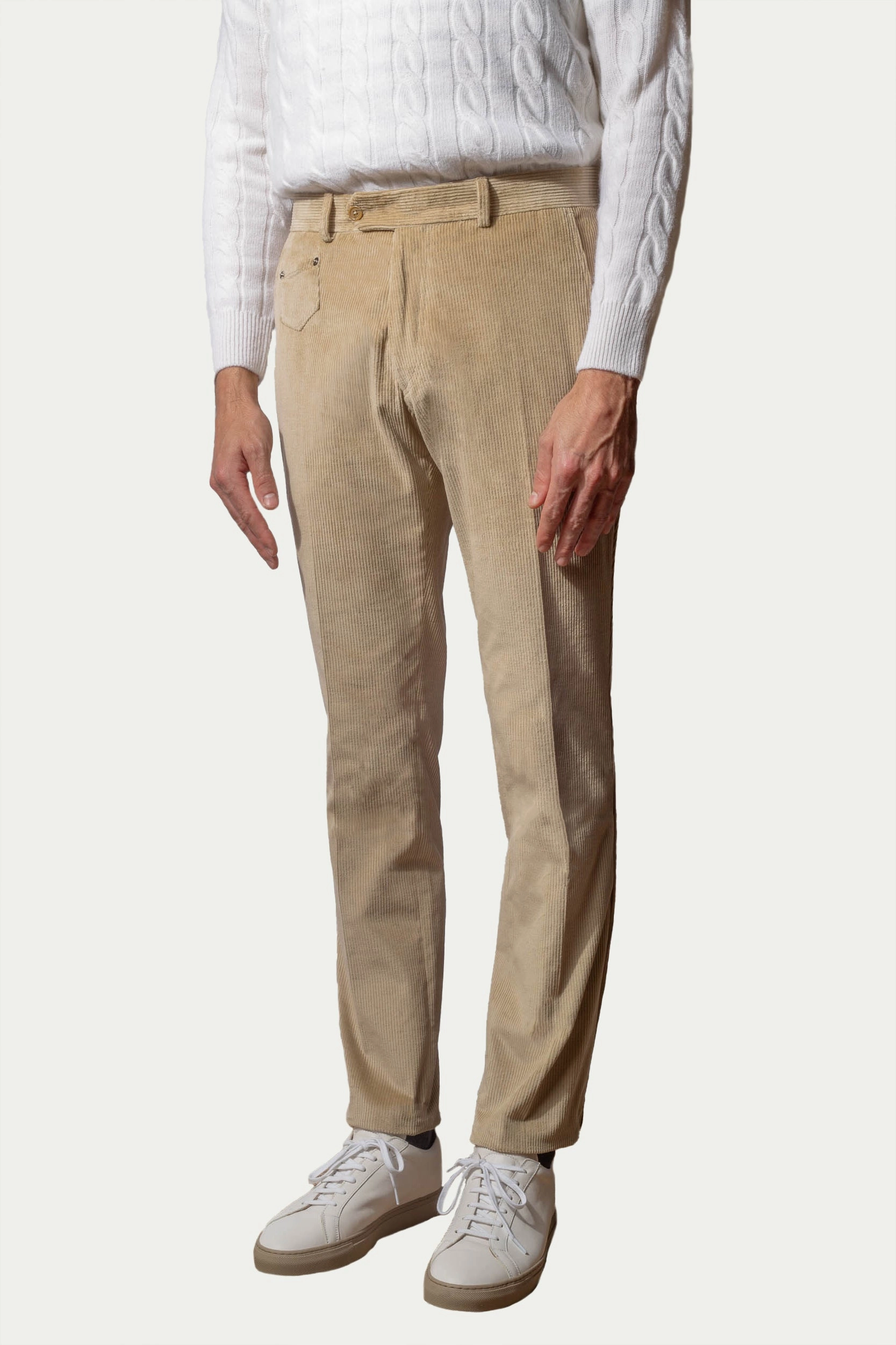 Beige corduroy Sirmione trousers - Made in Italy Feminine Cut