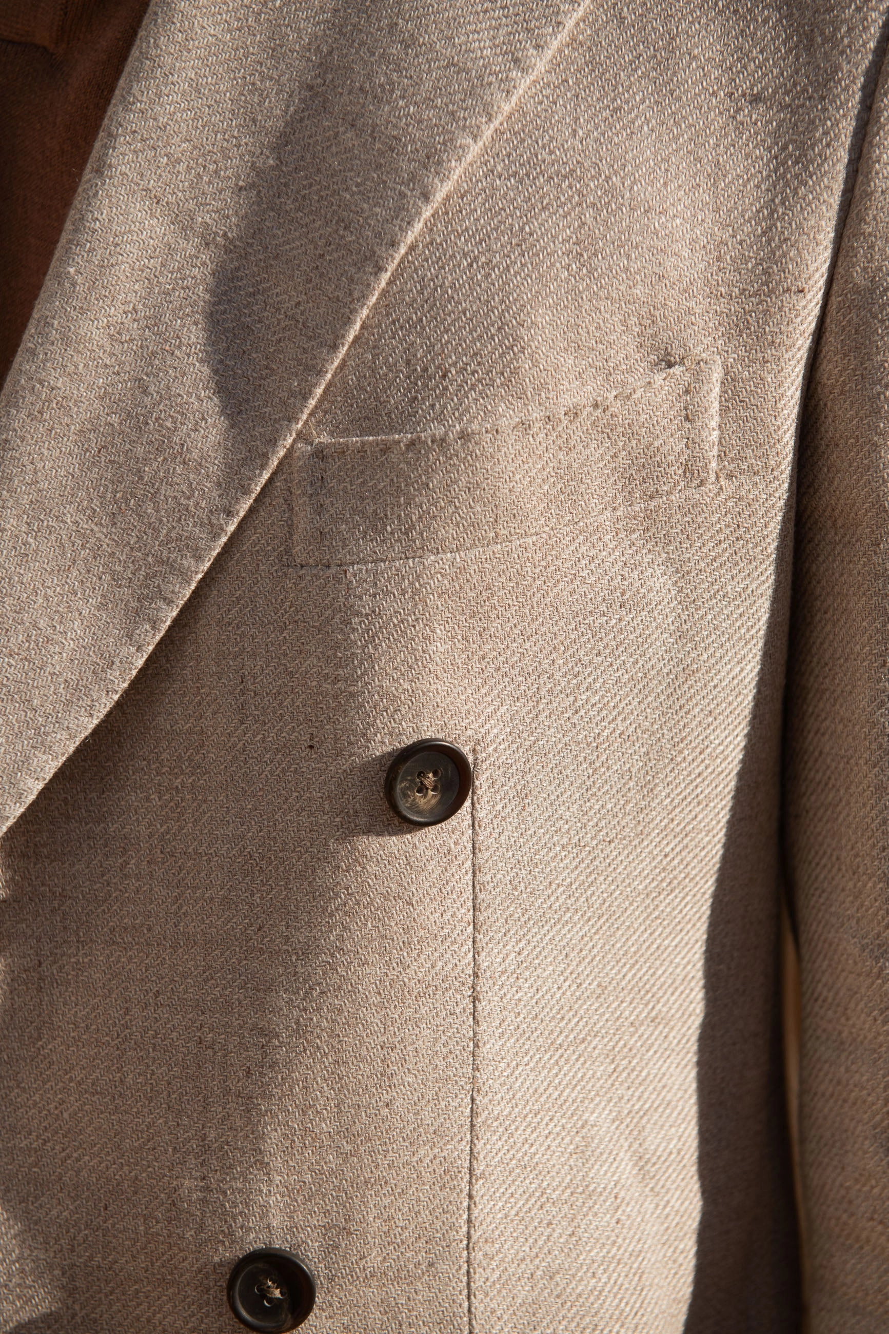 Beige double breasted linen cotton and silk jacket - Made in Italy train journey