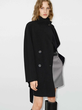 Belted Double Sided Wool Coat Windproof Cuffs DurableStitching