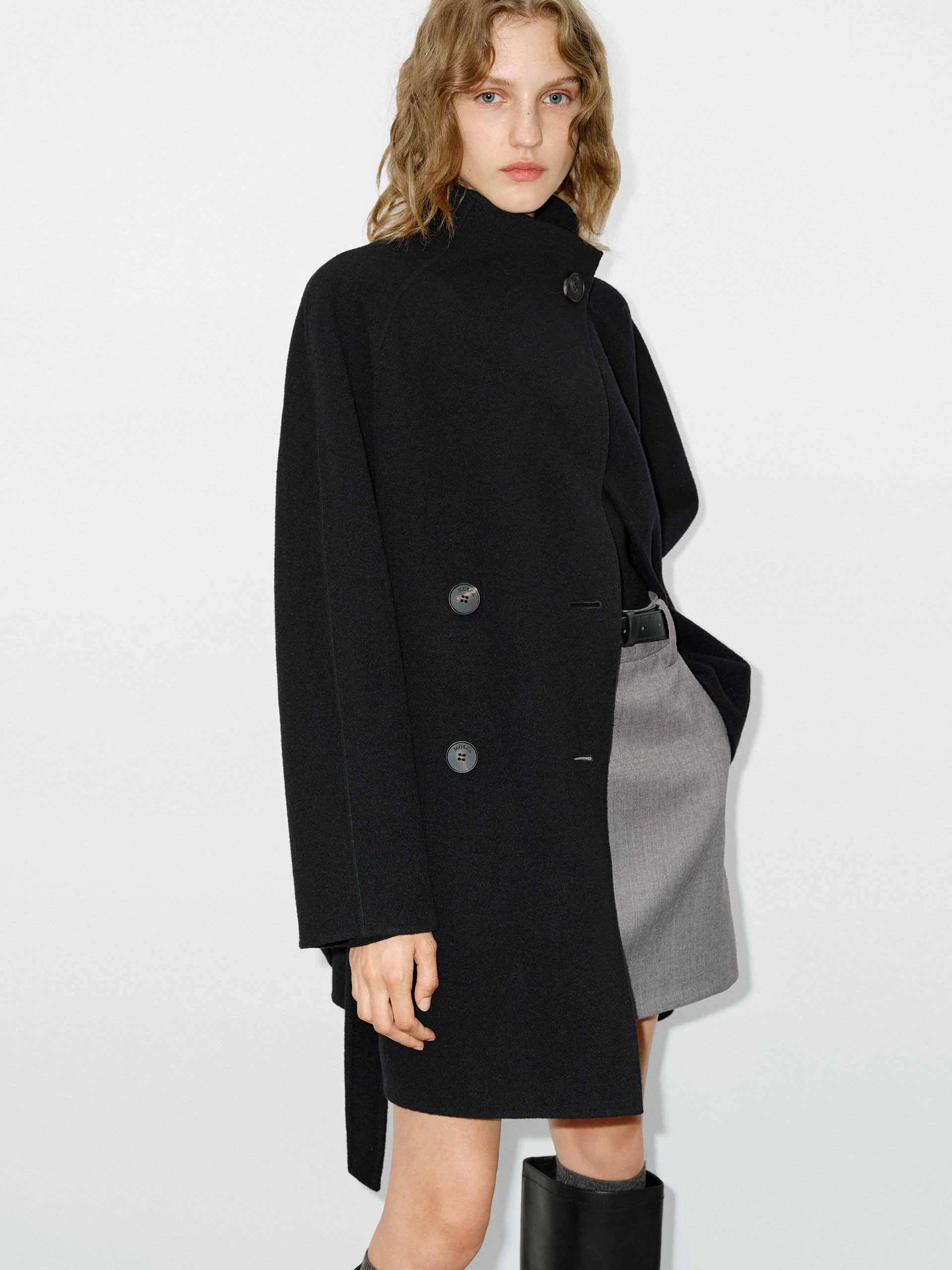 Belted Double Sided Wool Coat Windproof Cuffs DurableStitching