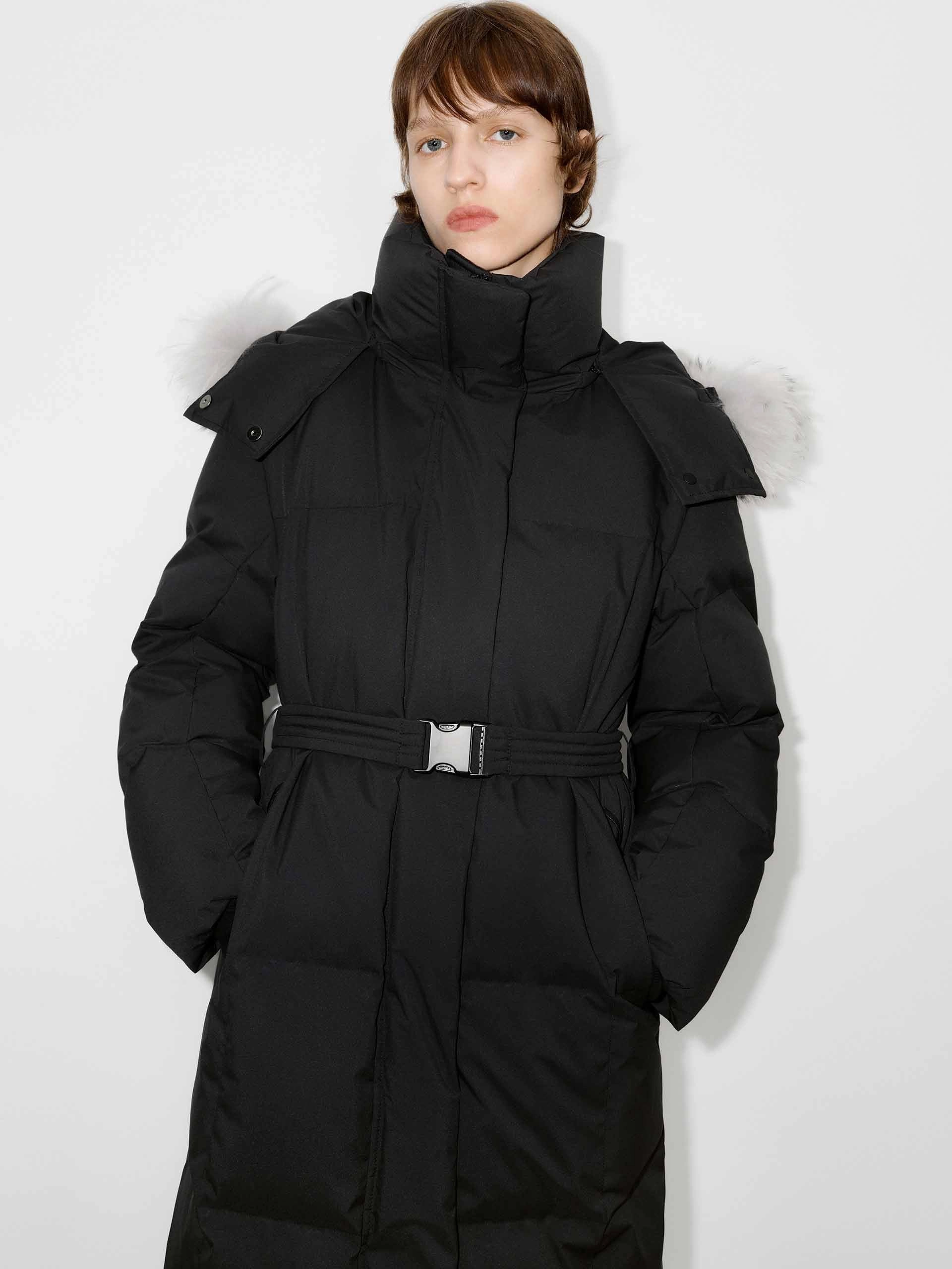 Belted Quilted Down Coat Active Daily Wear Tear Resistant