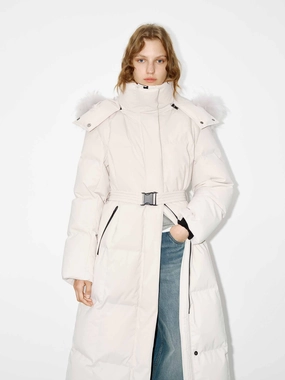 Belted Quilted Down Coat Daily Wear