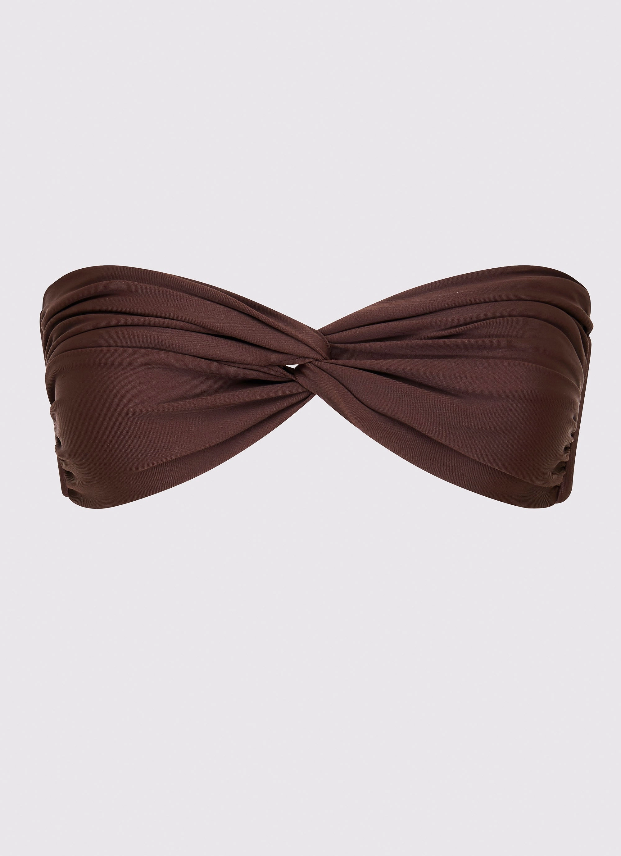 Delta Bandeau Bikini Top - Brown High Coverage Back Panels Coastal Fun