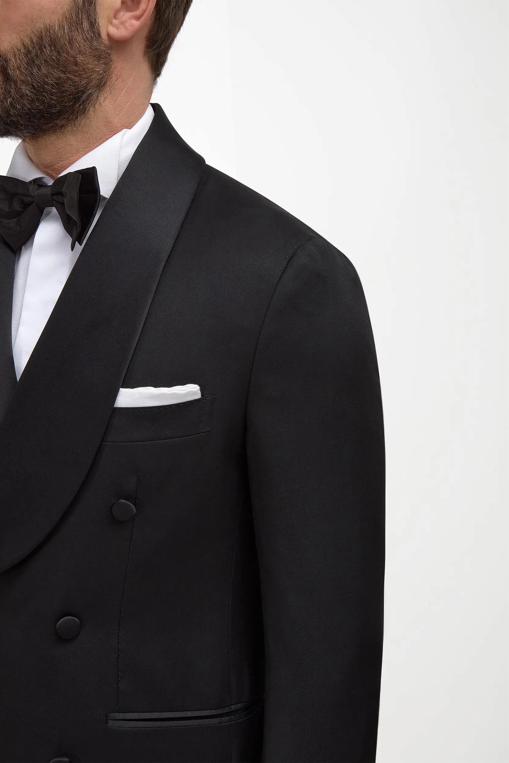 Fall Ready Black double breasted tuxedo jacket - Made in Italy