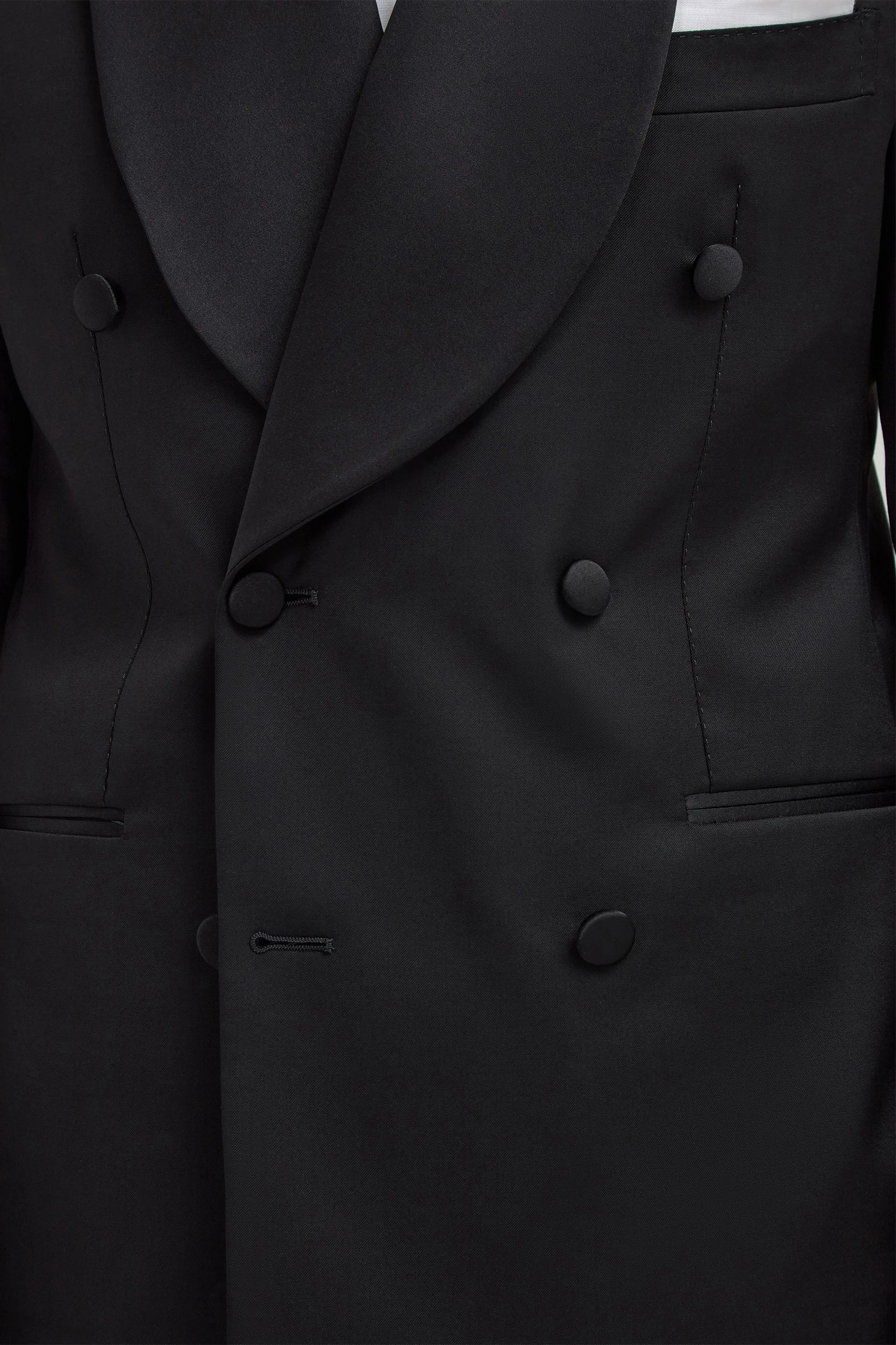 Black double breasted tuxedo jacket - Made in Italy Layer Match WindproofConstruction