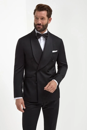 Black double breasted tuxedo jacket - Made in Italy Overcome Interchangeable Liner System