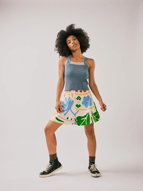 Casual Knit Style Fashion staples Block Tank - Lake