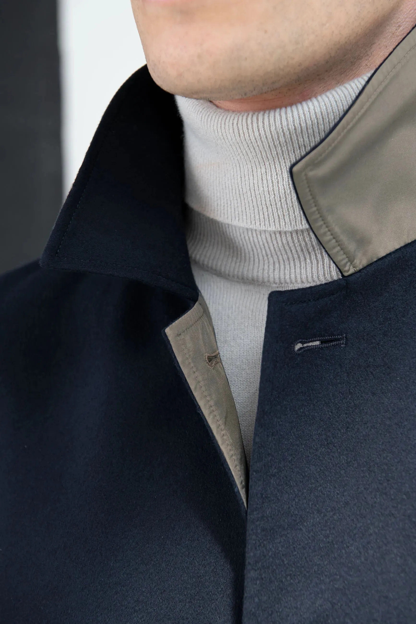 Blue cashmere reversible coat - Made in Italy Compact packaging