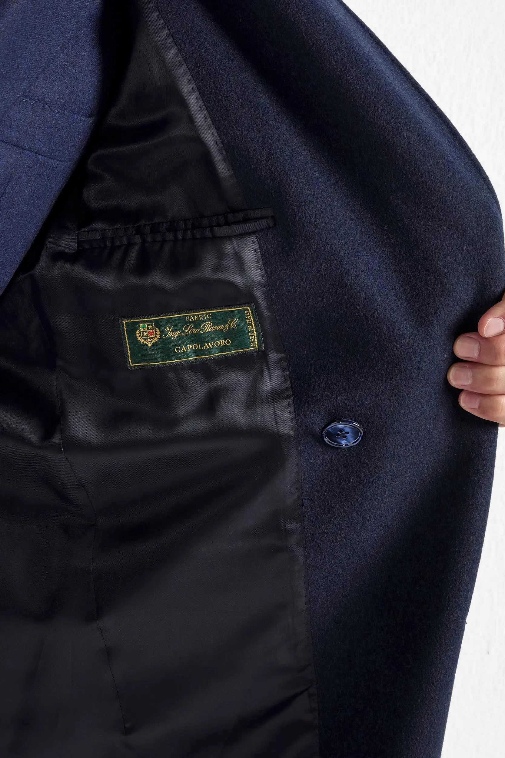 Blue polo coat - Made in Italy UV Resistant Finish Winter Outerwear