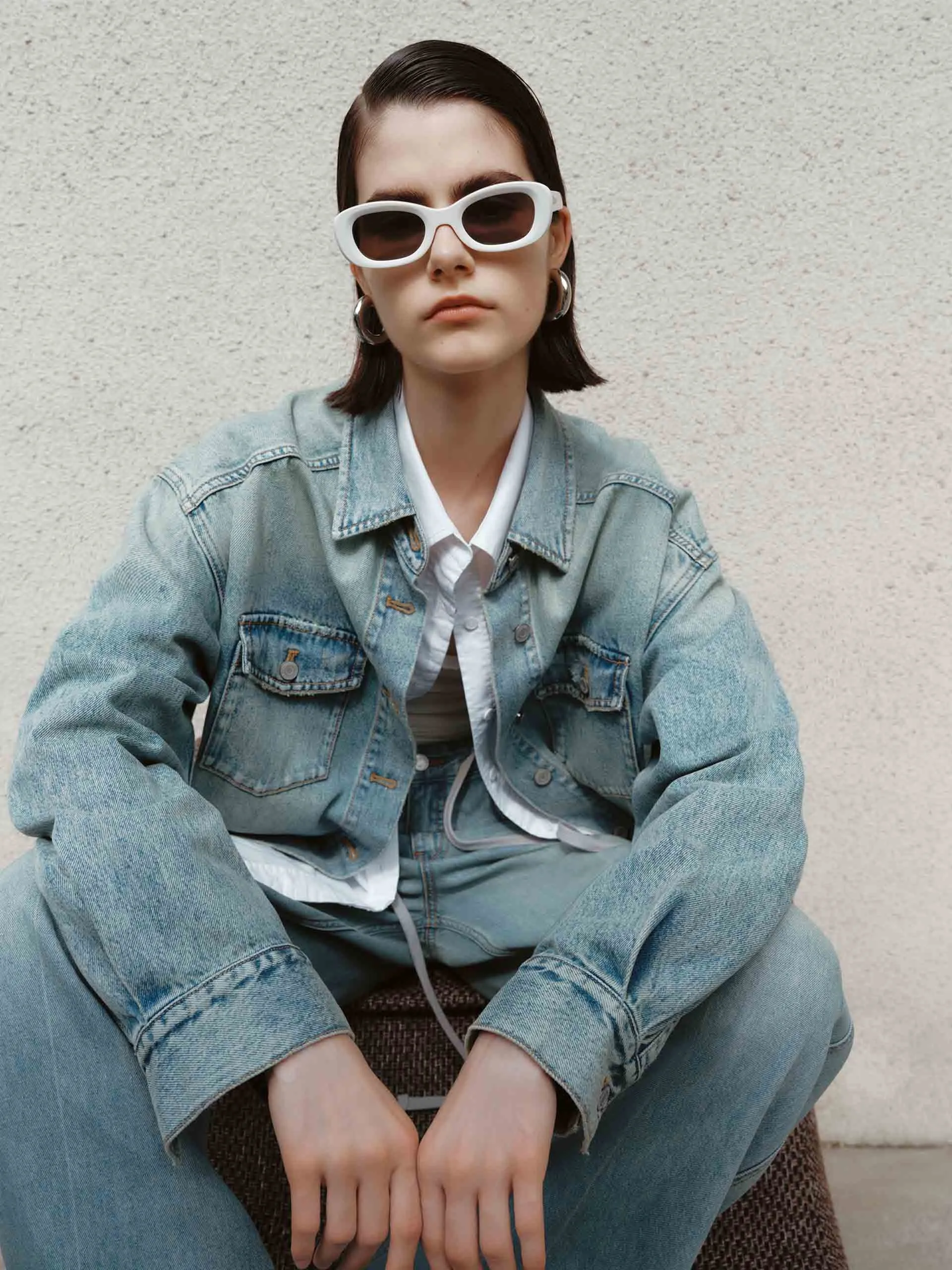 Blue Wash Denim Shirt Wrinkle-Resistant