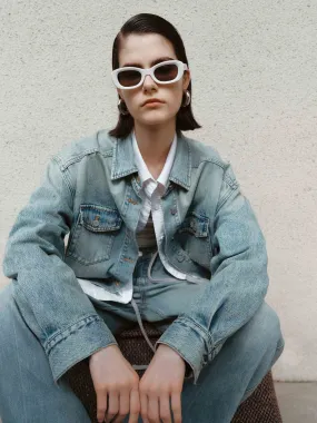 Blue Wash Denim Shirt Pure Cotton Multipocket Style