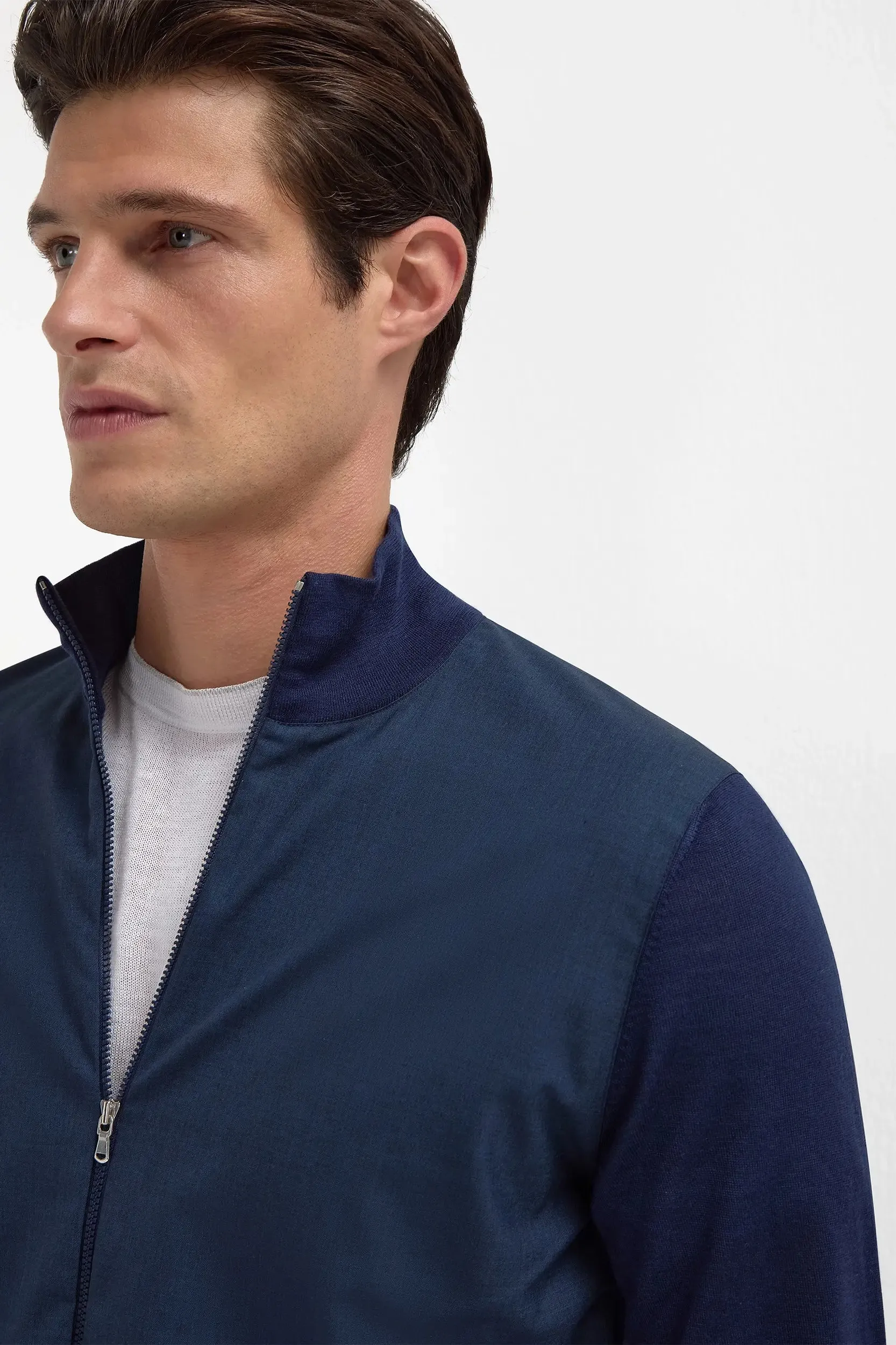 Blue wool & knit bomber - Made in Italy NonRestrictiveCut