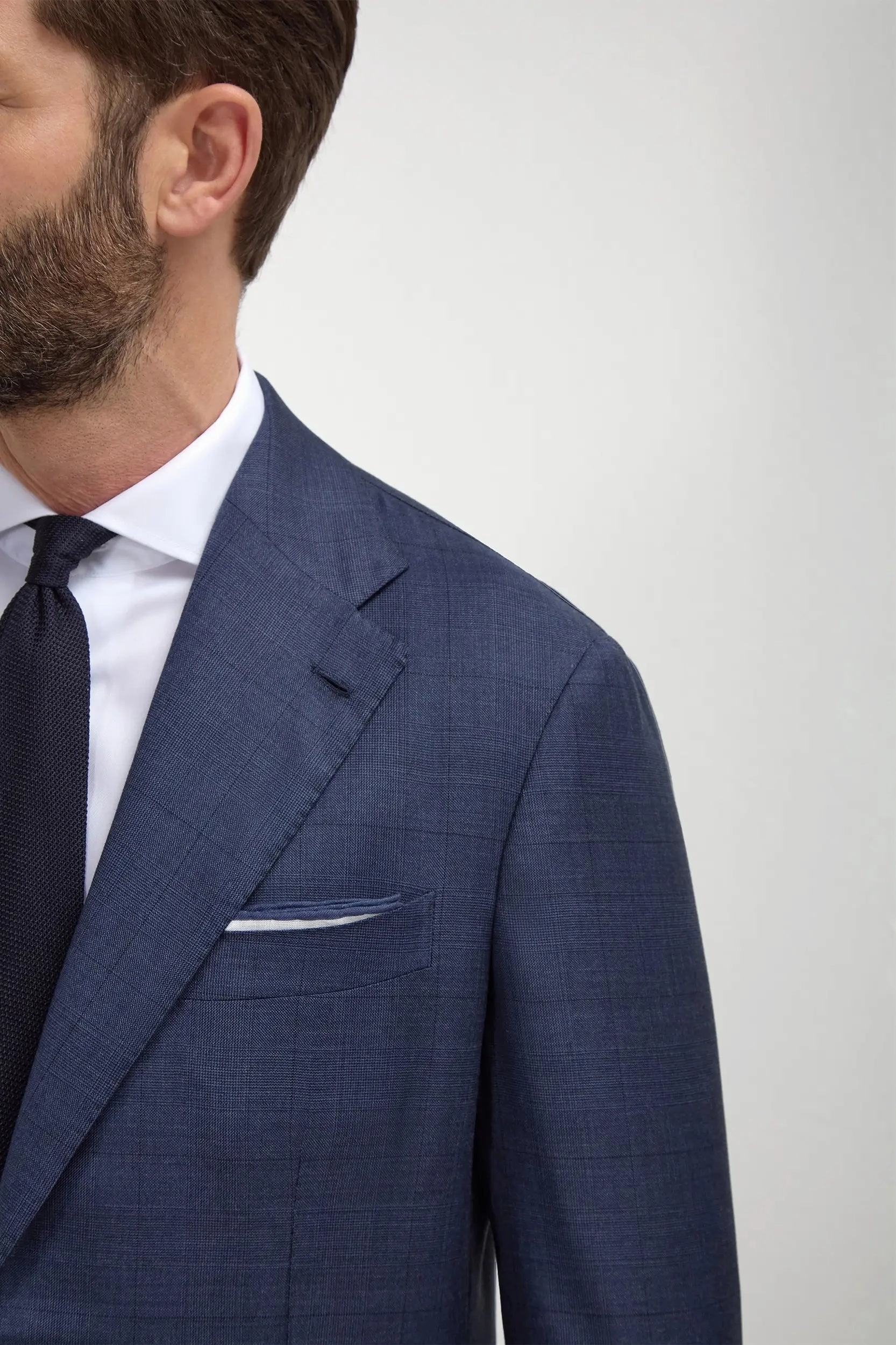 Blue Avio Prince of Wales Full Canvas suit - Made in Italy Luxury Wearable Chic Tailored