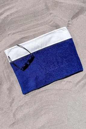 Blue beach towel - Made in Italy V Neckline