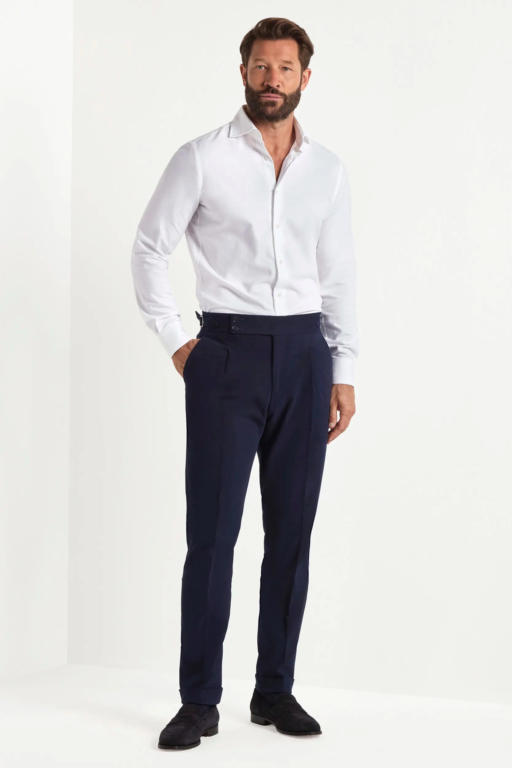 Blue cotton Soragna trousers - Made in Italy Comfortable Movement