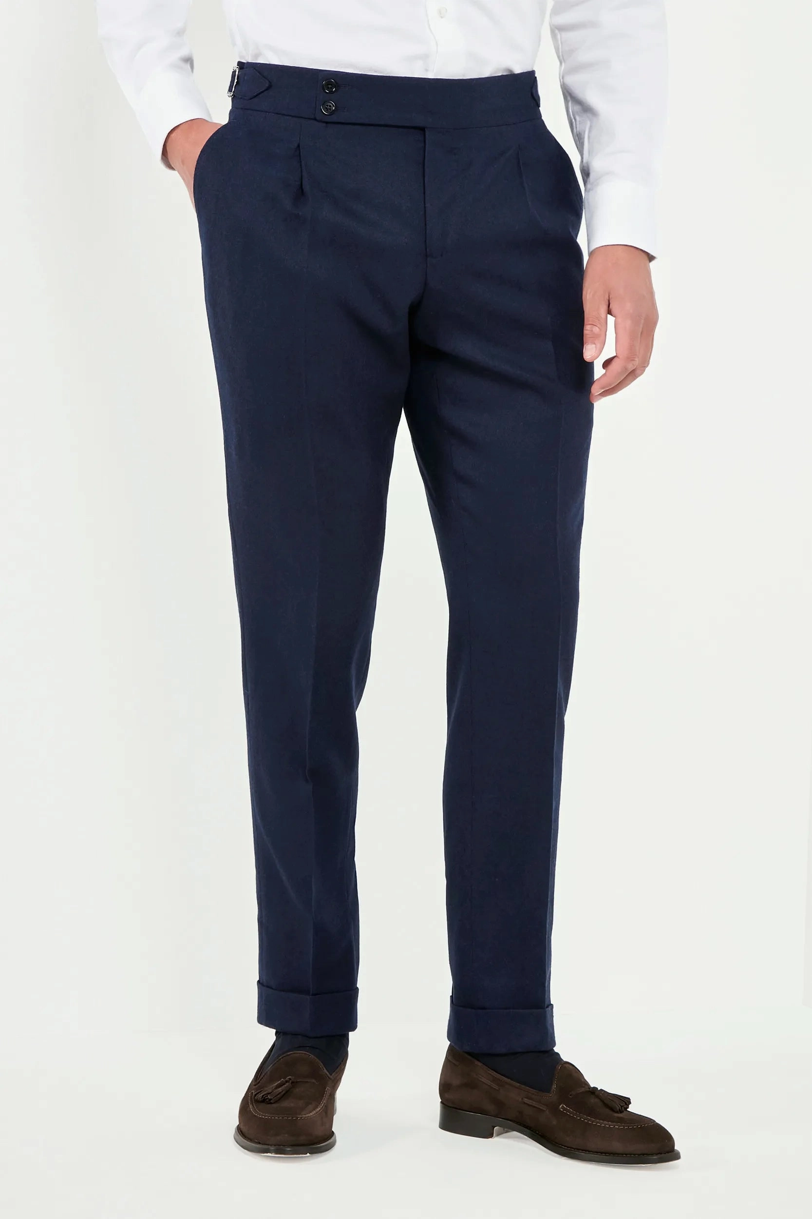 Breath Friendly Blue flannel Soragna trousers - Made in Italy