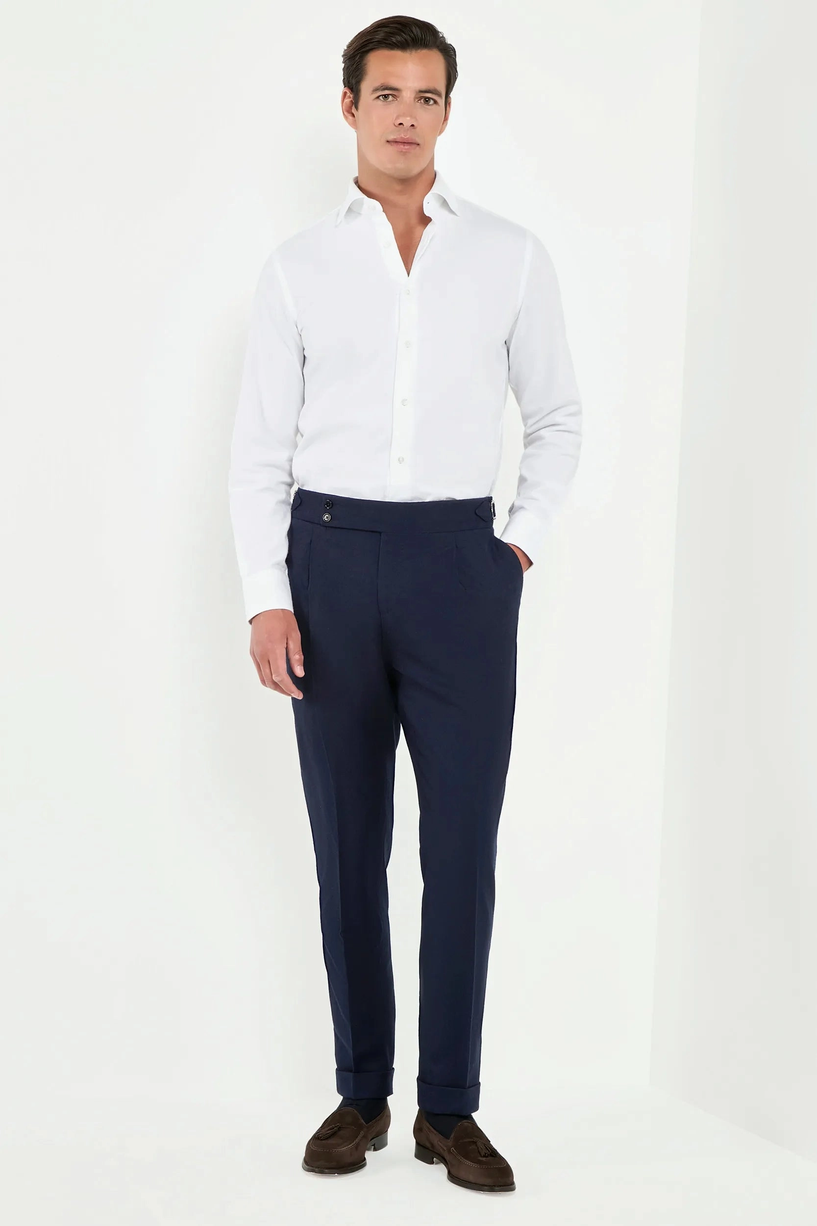 Minimal Edge WaterproofTechnology Blue flannel Soragna trousers - Made in Italy