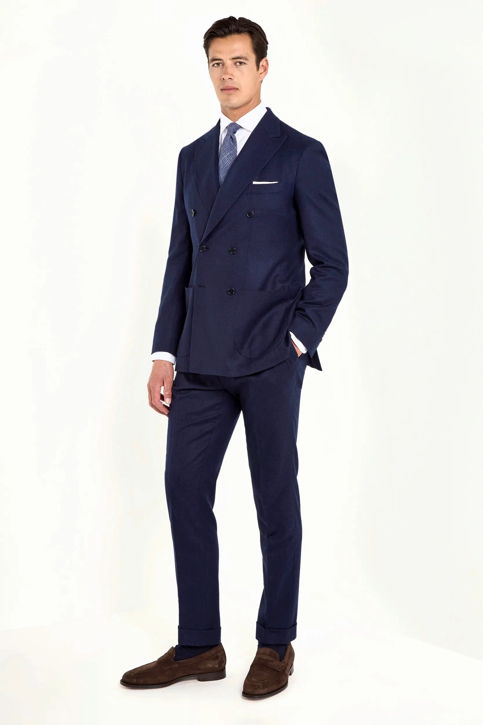 Blue flannel Soragna trousers - Made in Italy Wrinkle resistant fabric