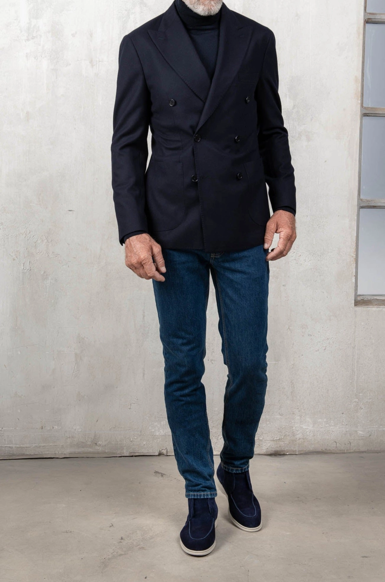 shopping spree Expose Blue flannel super 180'S double breasted jacket - Made in Italy