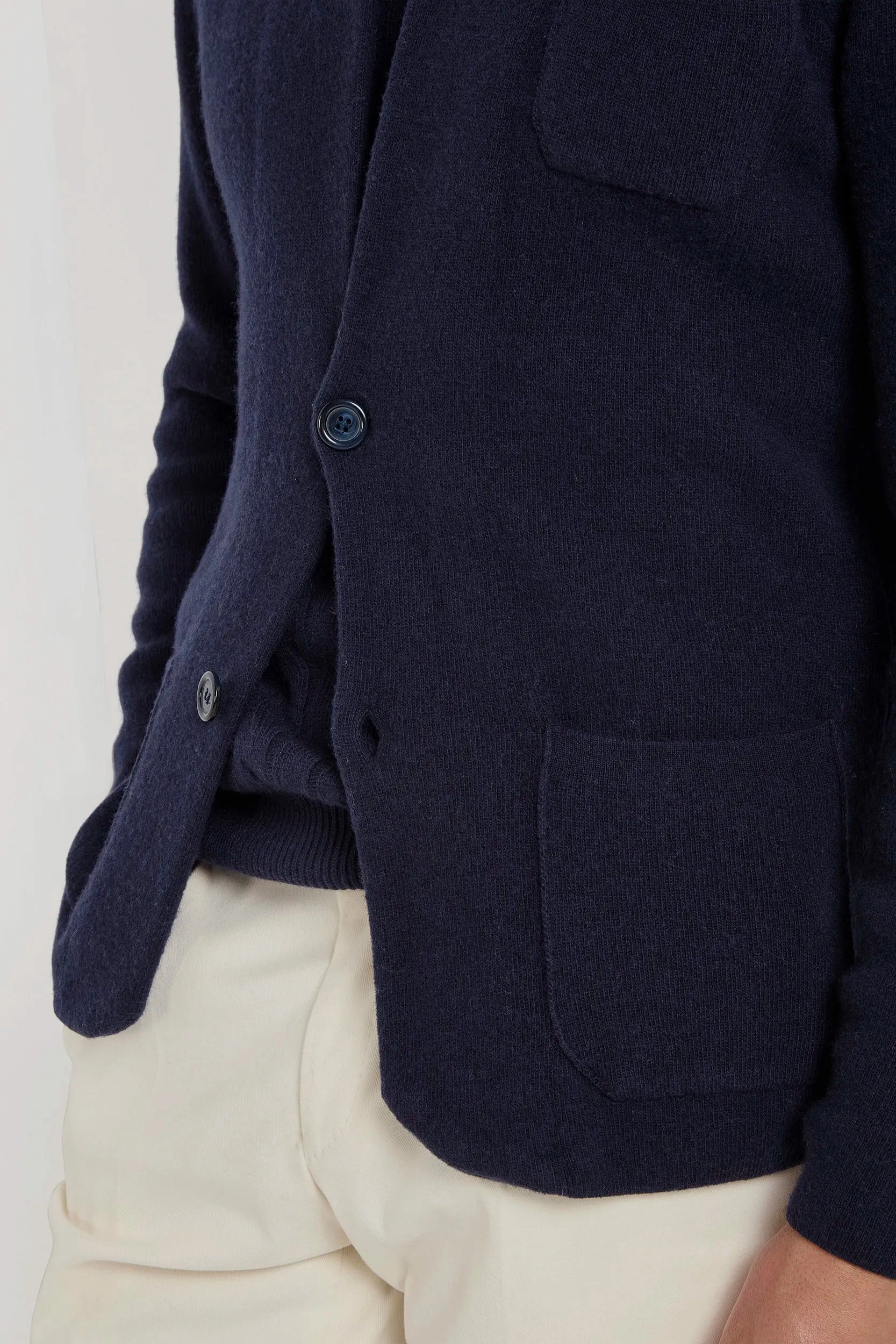 Antiperspirant Blue knitted jacket - wool and cashmere - Made in Italy