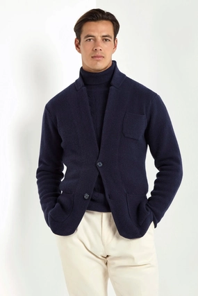 Performance Gear Warm Thinsulate Blue knitted jacket - wool and cashmere - Made in Italy