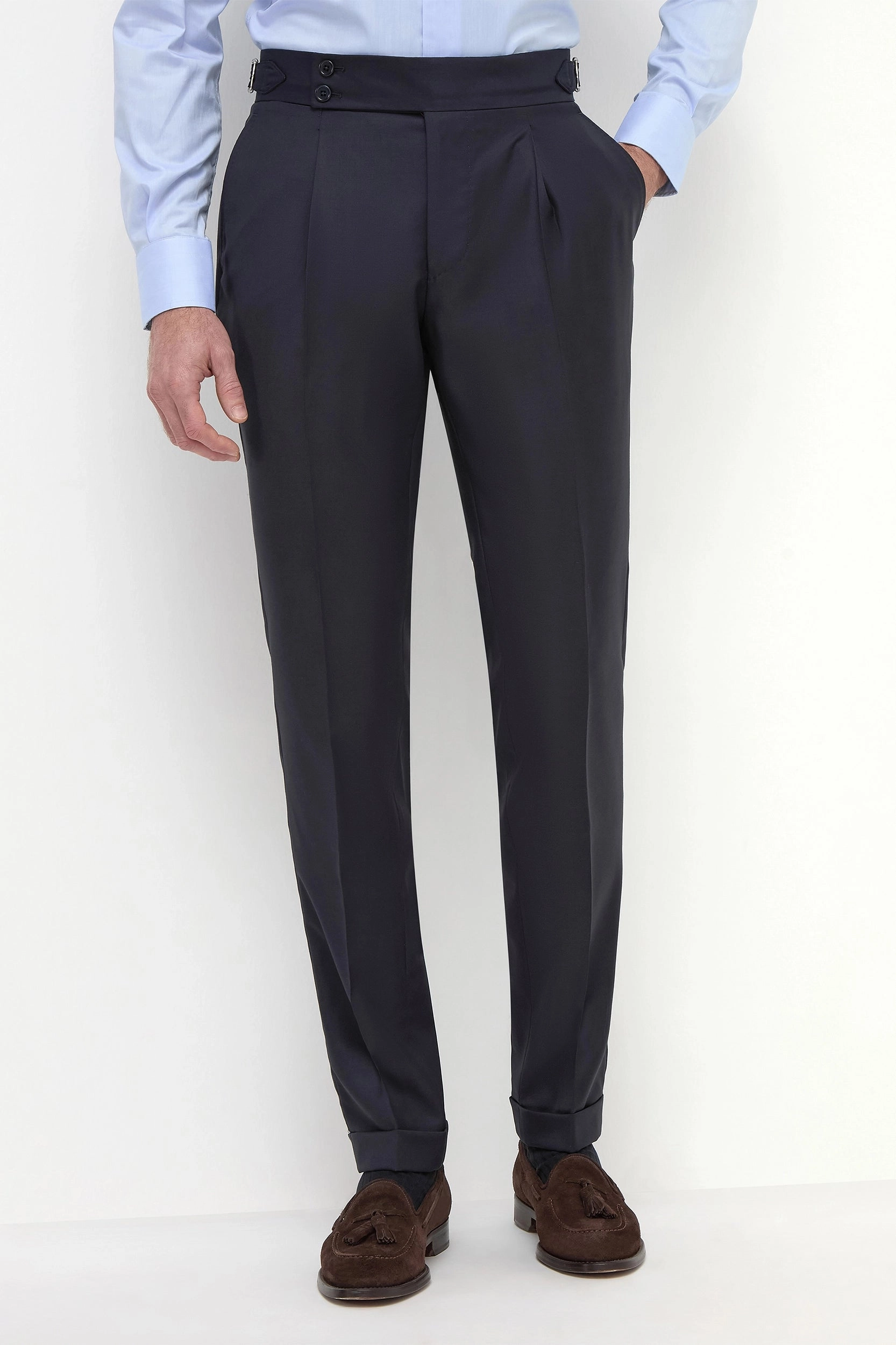 Blue Soragna trousers - Made in Italy Smart Comfort Travel Friendly