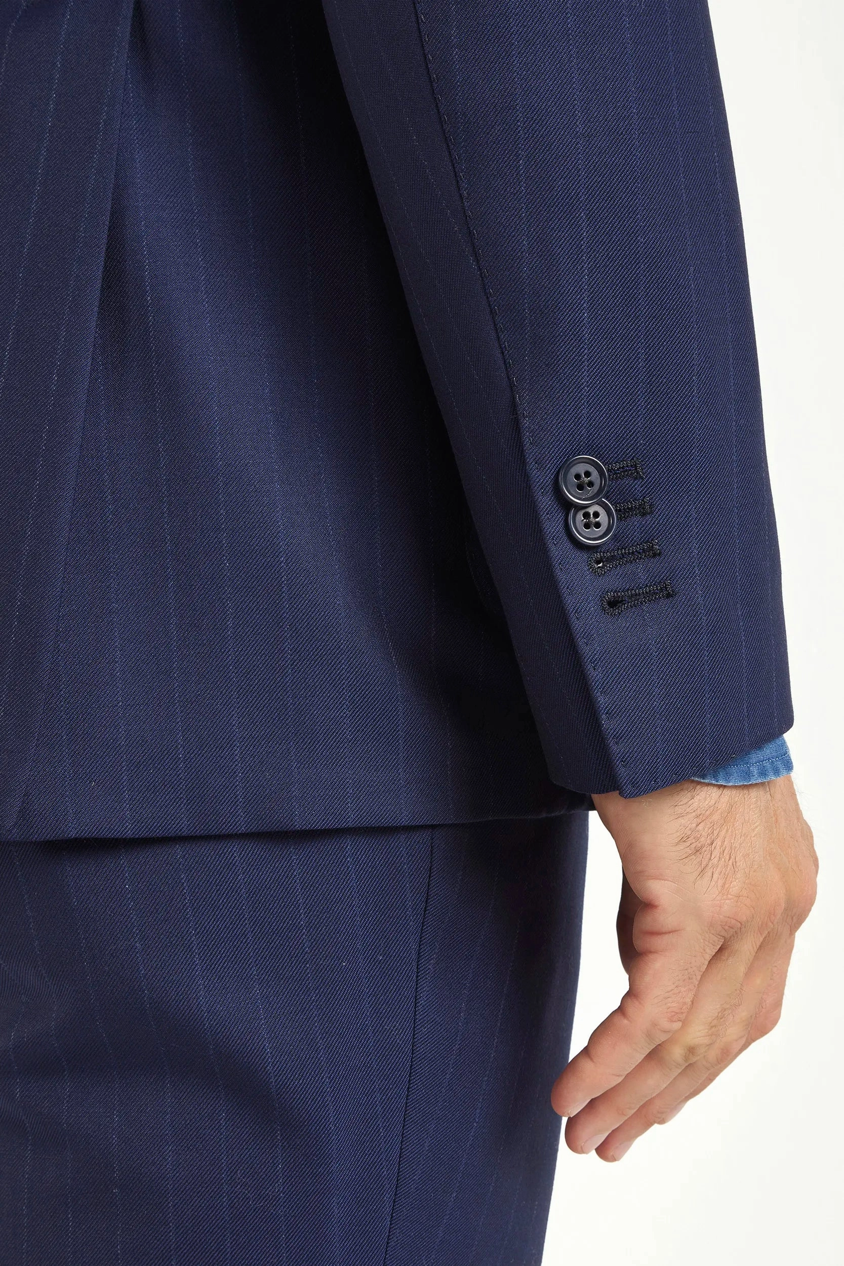 Blue striped double breasted suit - Made in Italy Executive Fit Sleek Wear